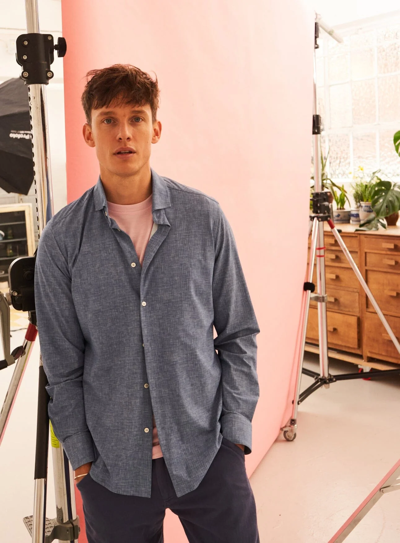 Recycled Italian Blue Slub Cut Away Comfort Shirt - Image 6