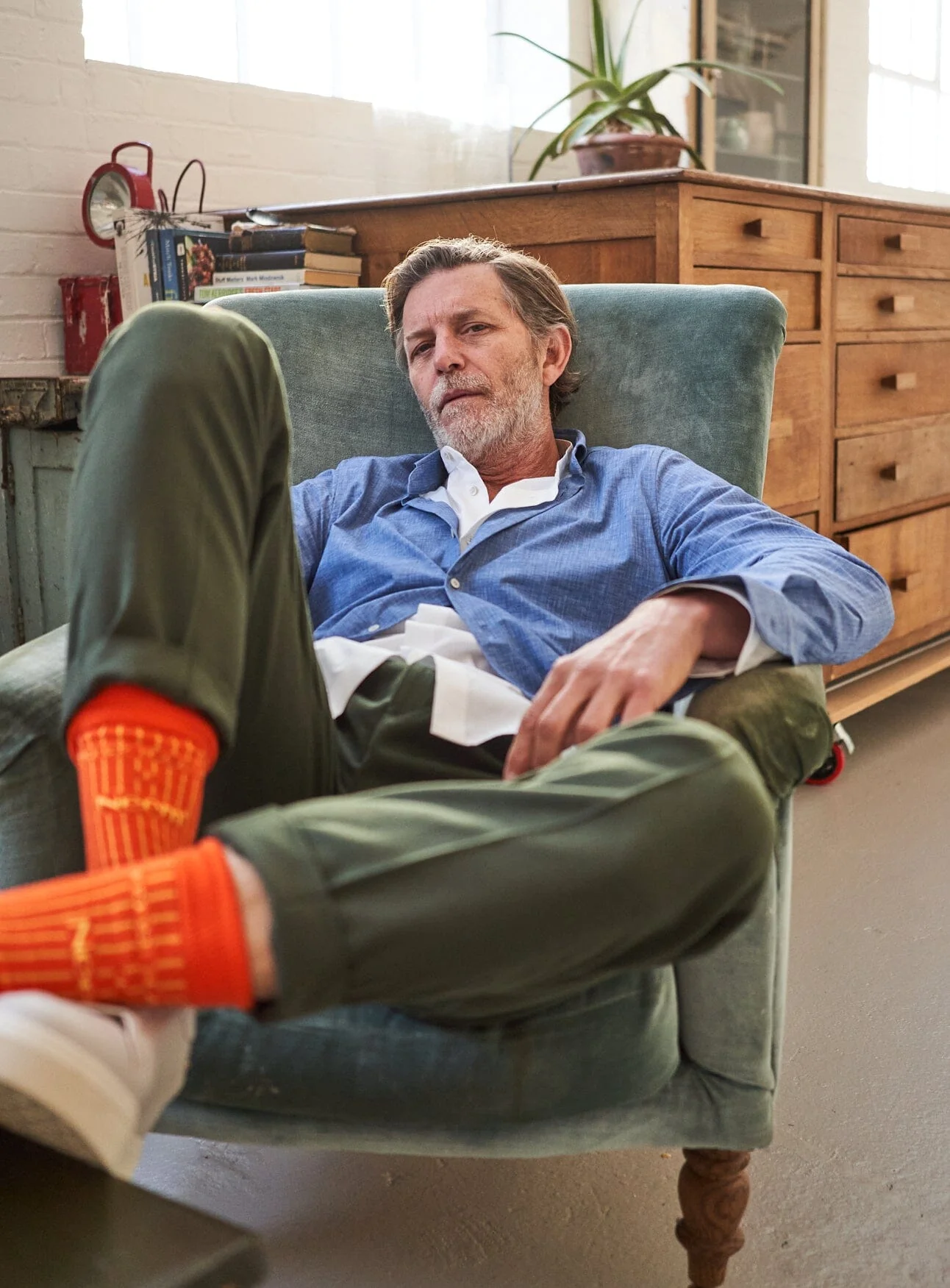 Recycled Italian Blue Slub Cut Away Comfort Shirt - Image 7