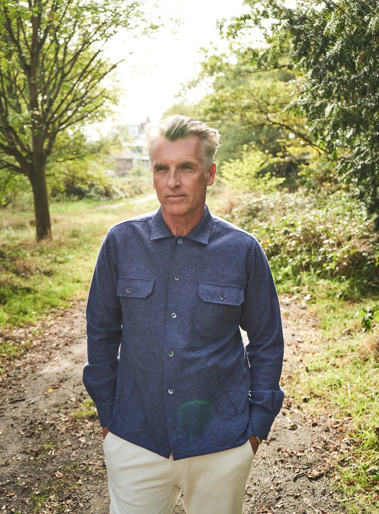 Recycled Piccadilly Cross Weave Blue Overshirt - Image 10