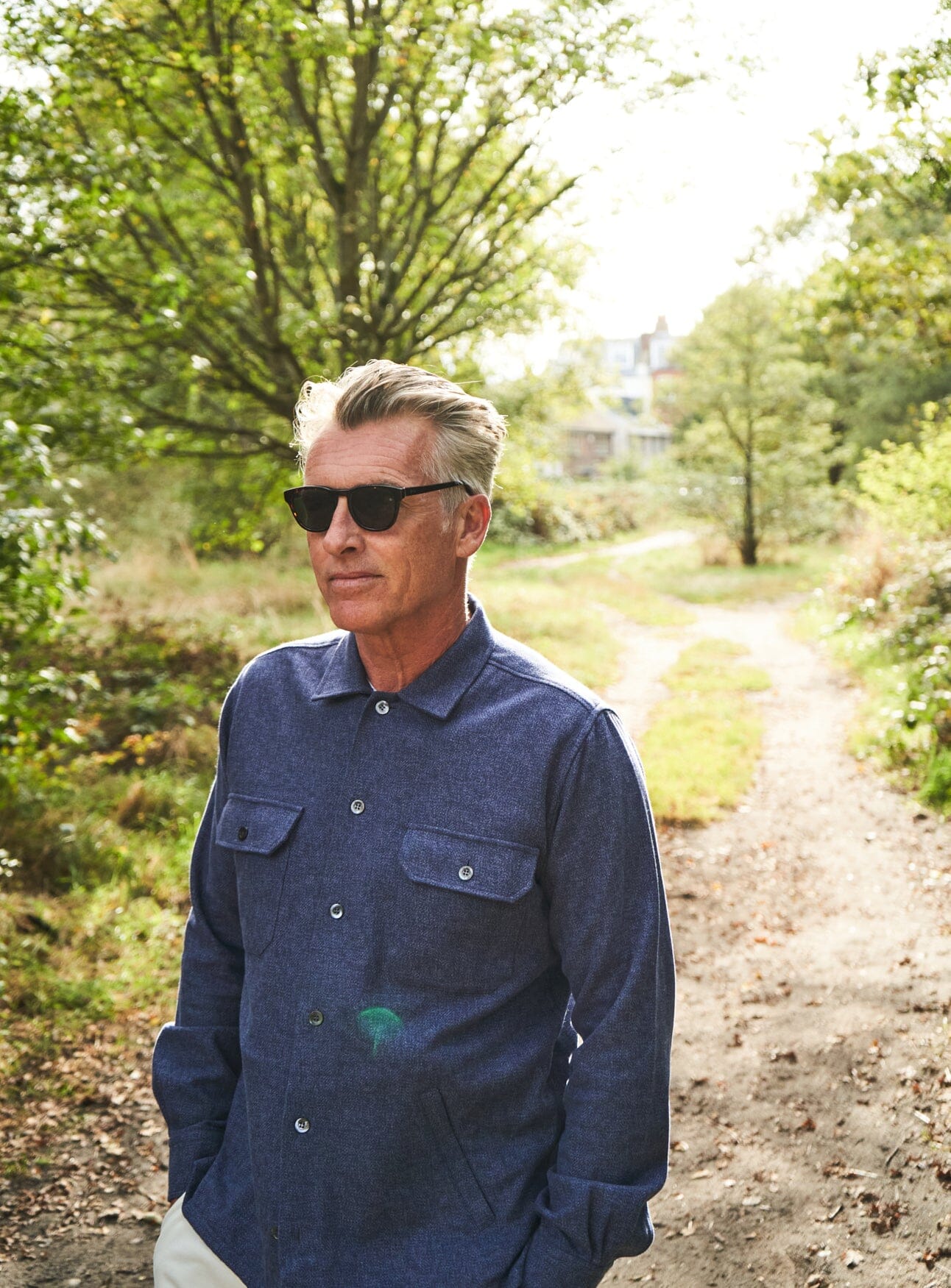 Recycled Piccadilly Cross Weave Blue Overshirt - Image 4