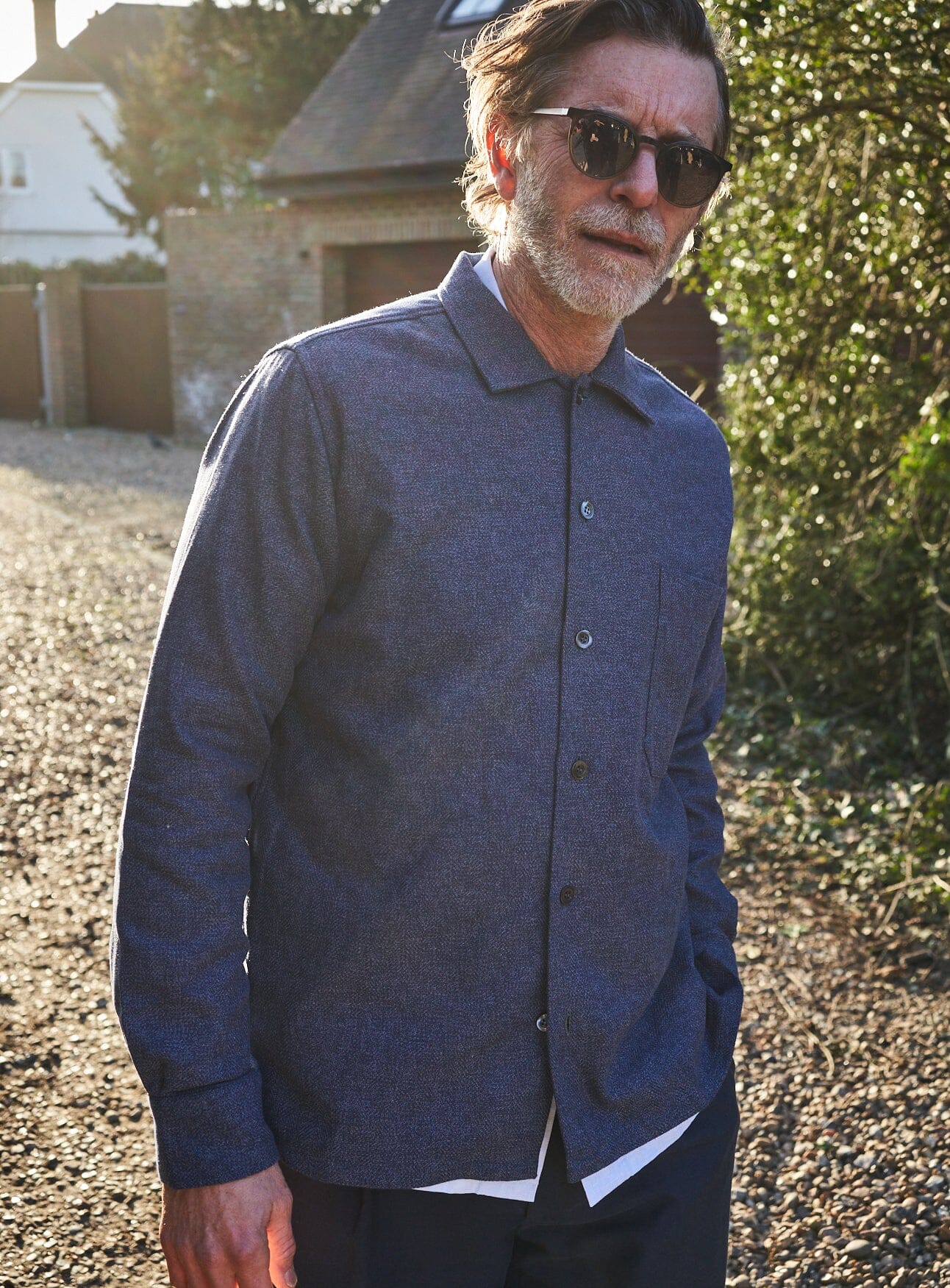 Recycled Cross Weave Spitalfields Blue Overshirt - Image 3