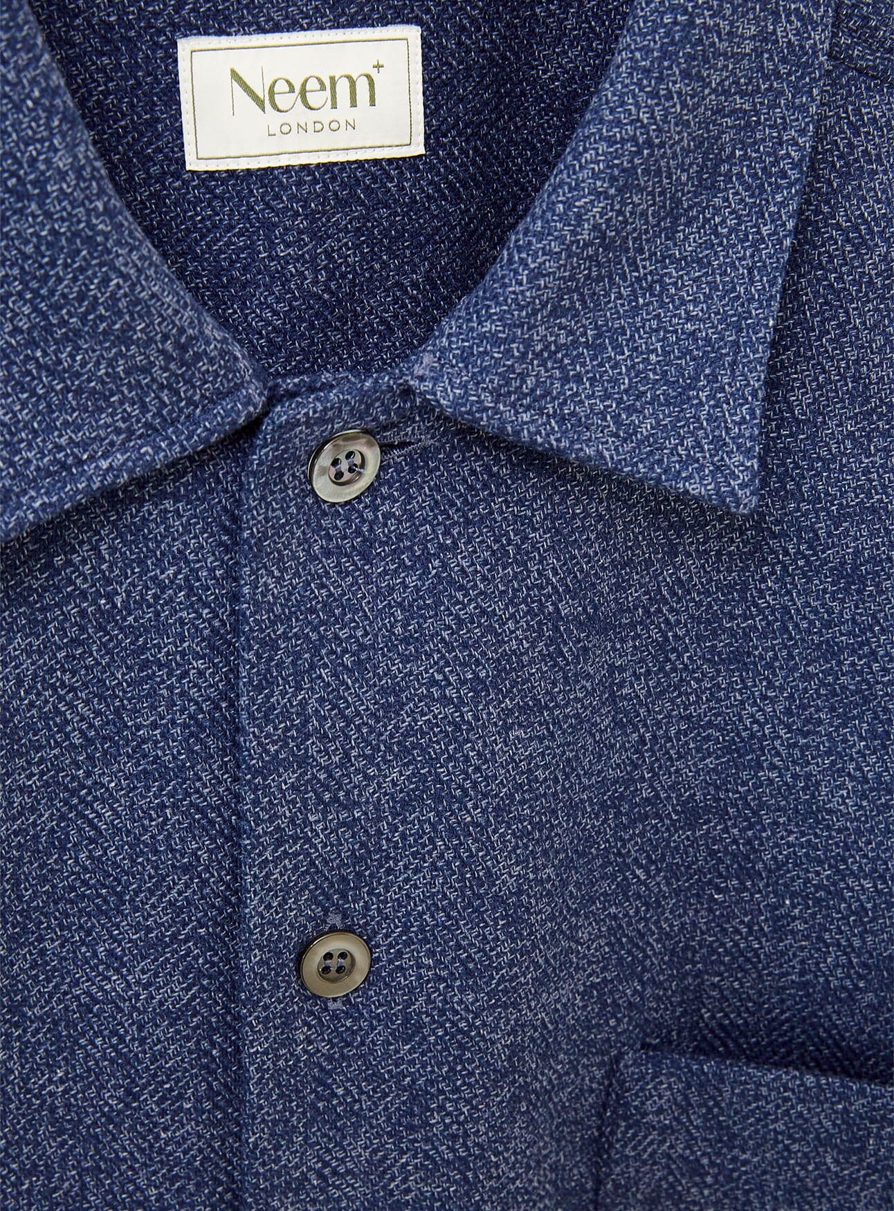 Recycled Cross Weave Spitalfields Blue Overshirt - Image 4