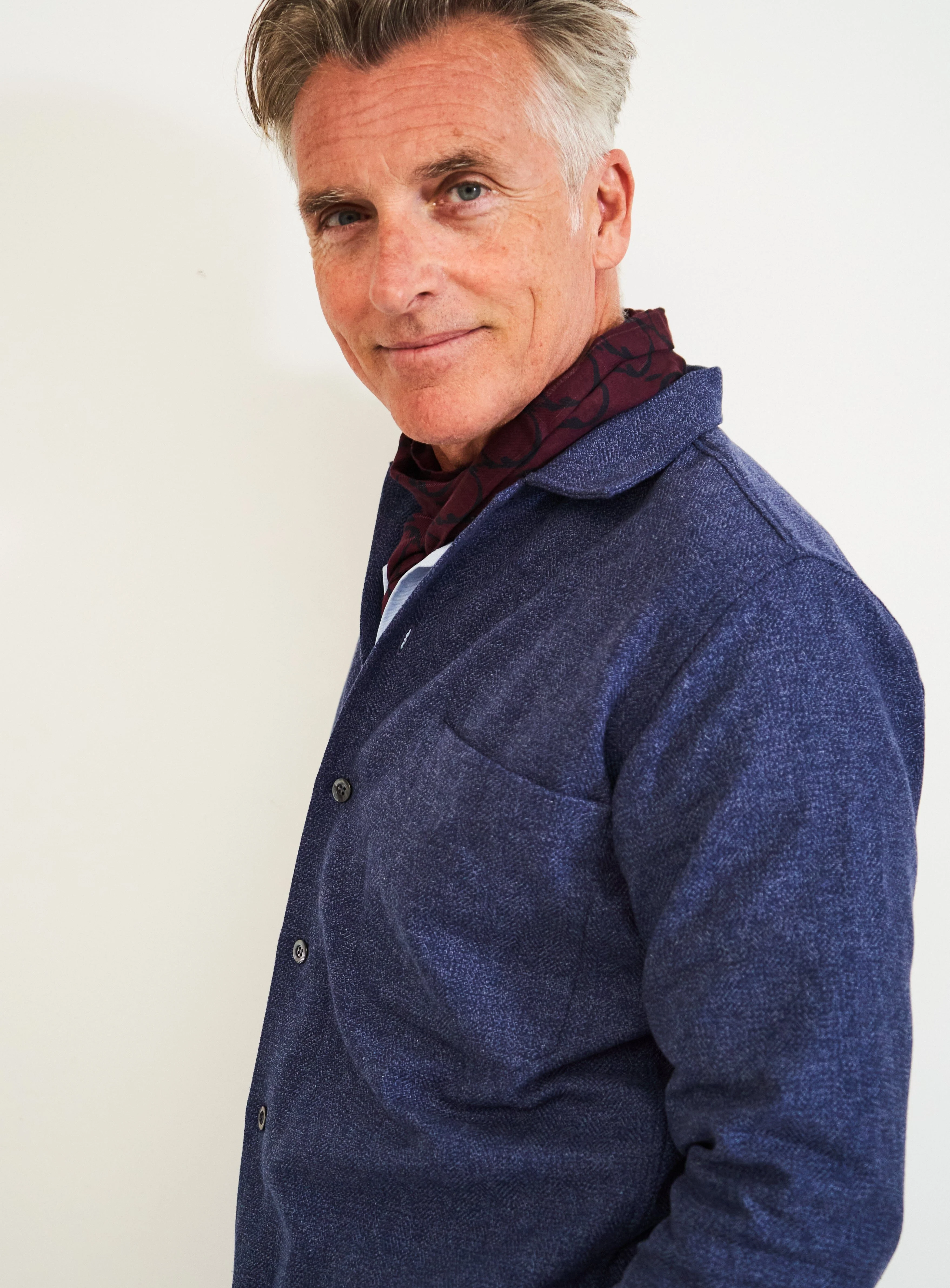 Recycled Cross Weave Spitalfields Blue Overshirt - Image 6