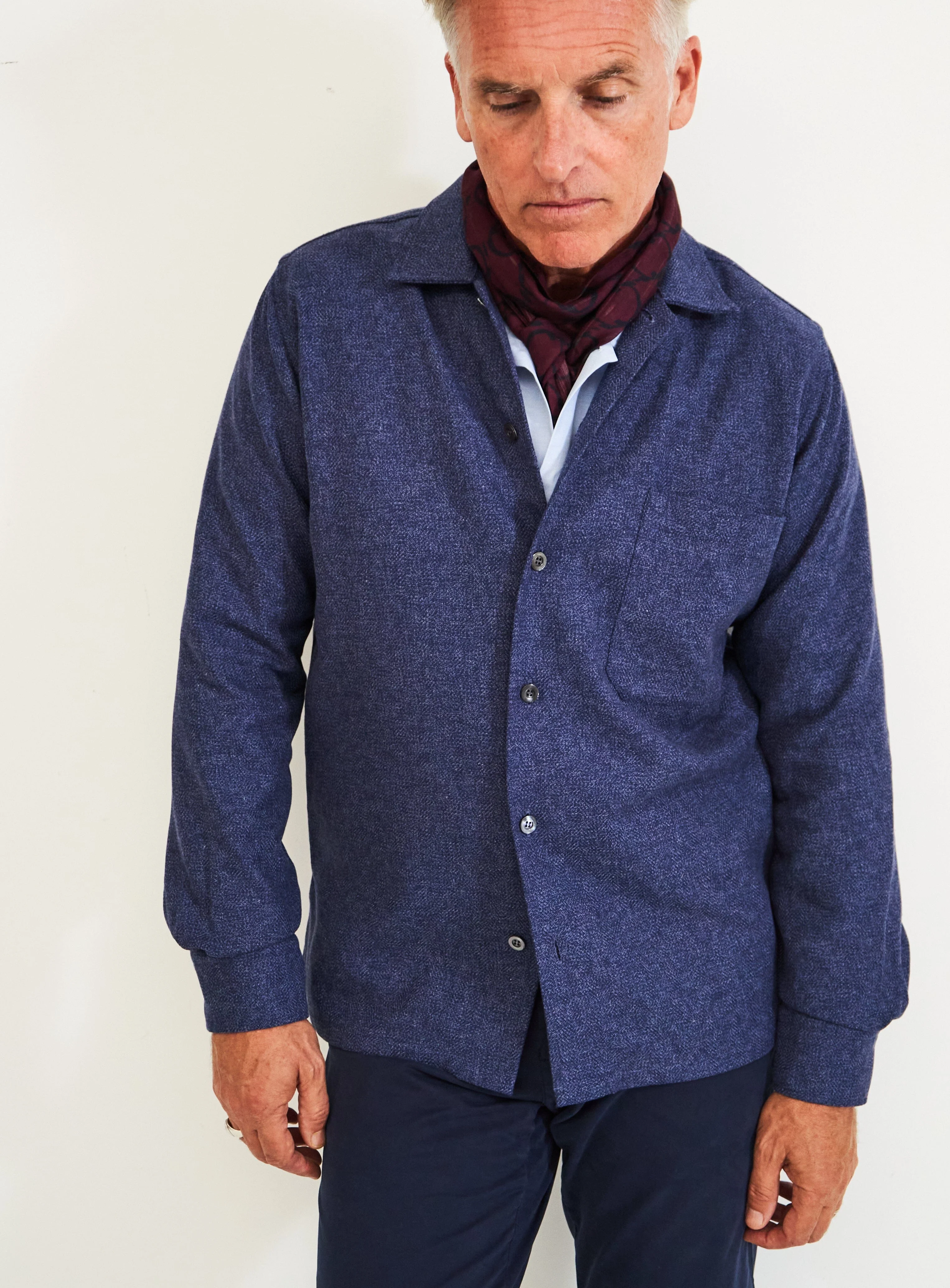 Recycled Cross Weave Spitalfields Blue Overshirt - Image 8