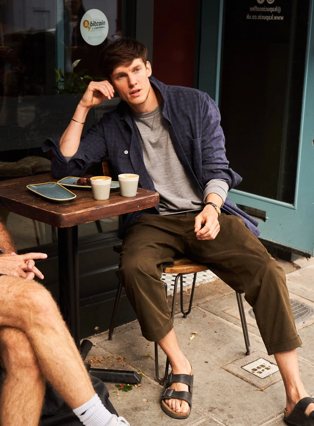 Recycled Italian Flannel Navy & Grey Check Double Pocket shirt - Image 4