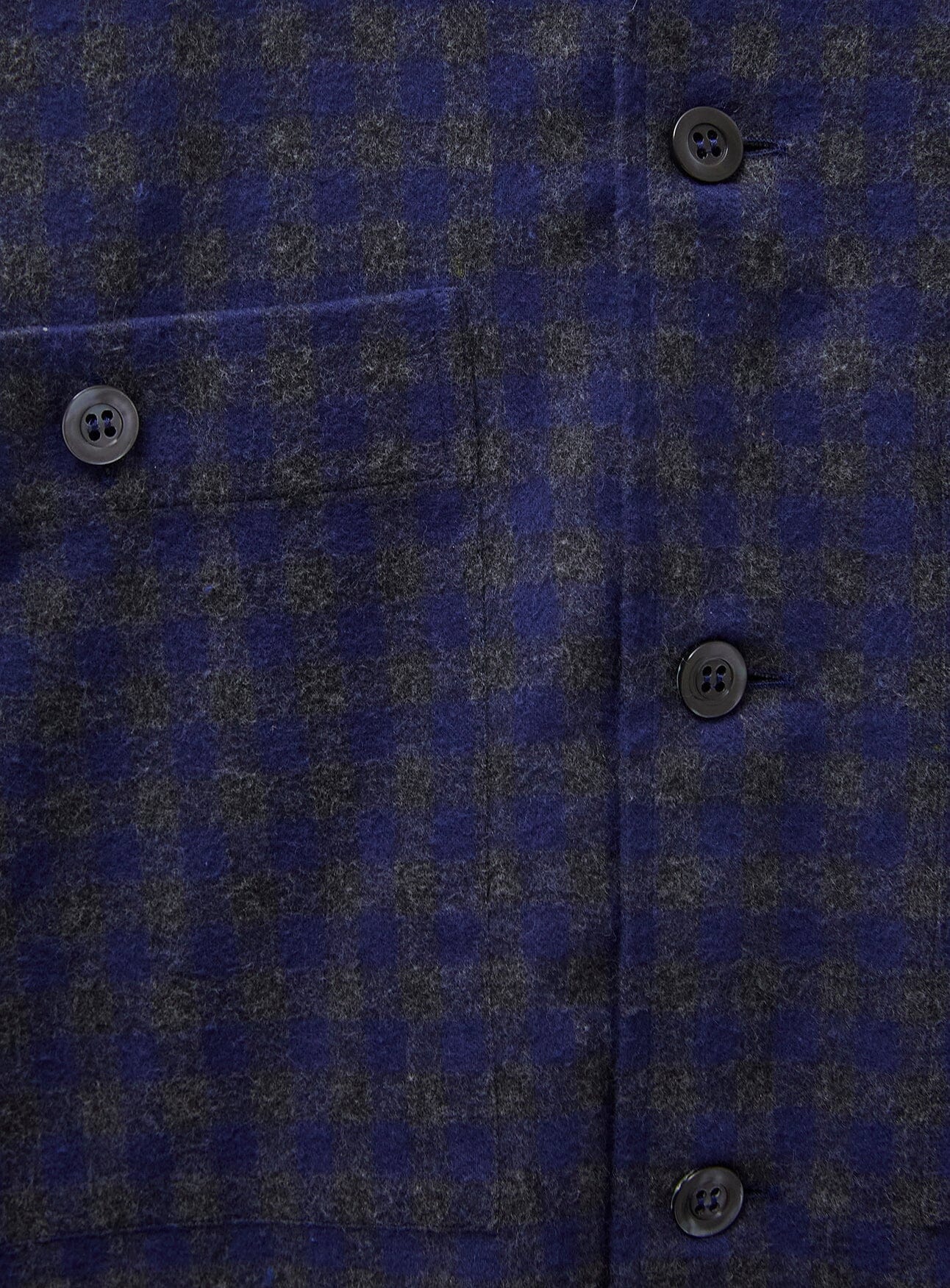 Recycled Italian Flannel Navy & Grey Check Double Pocket shirt - Image 6