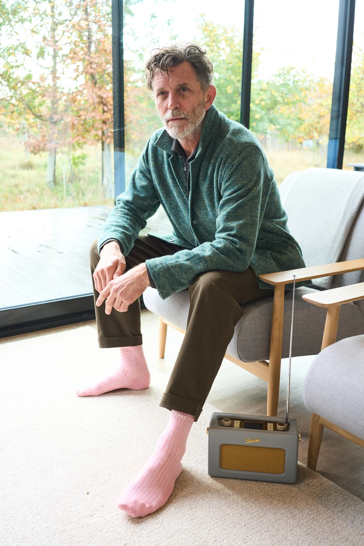 Heavy Recycled Flannel Green Bomber Jacket - Image 5