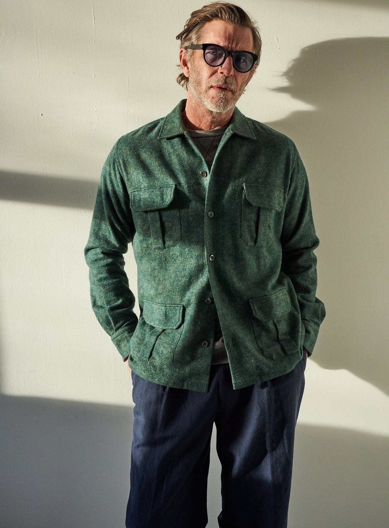 Heavy Recycled Soft Flannel Green Men's Overshirt - Image 6