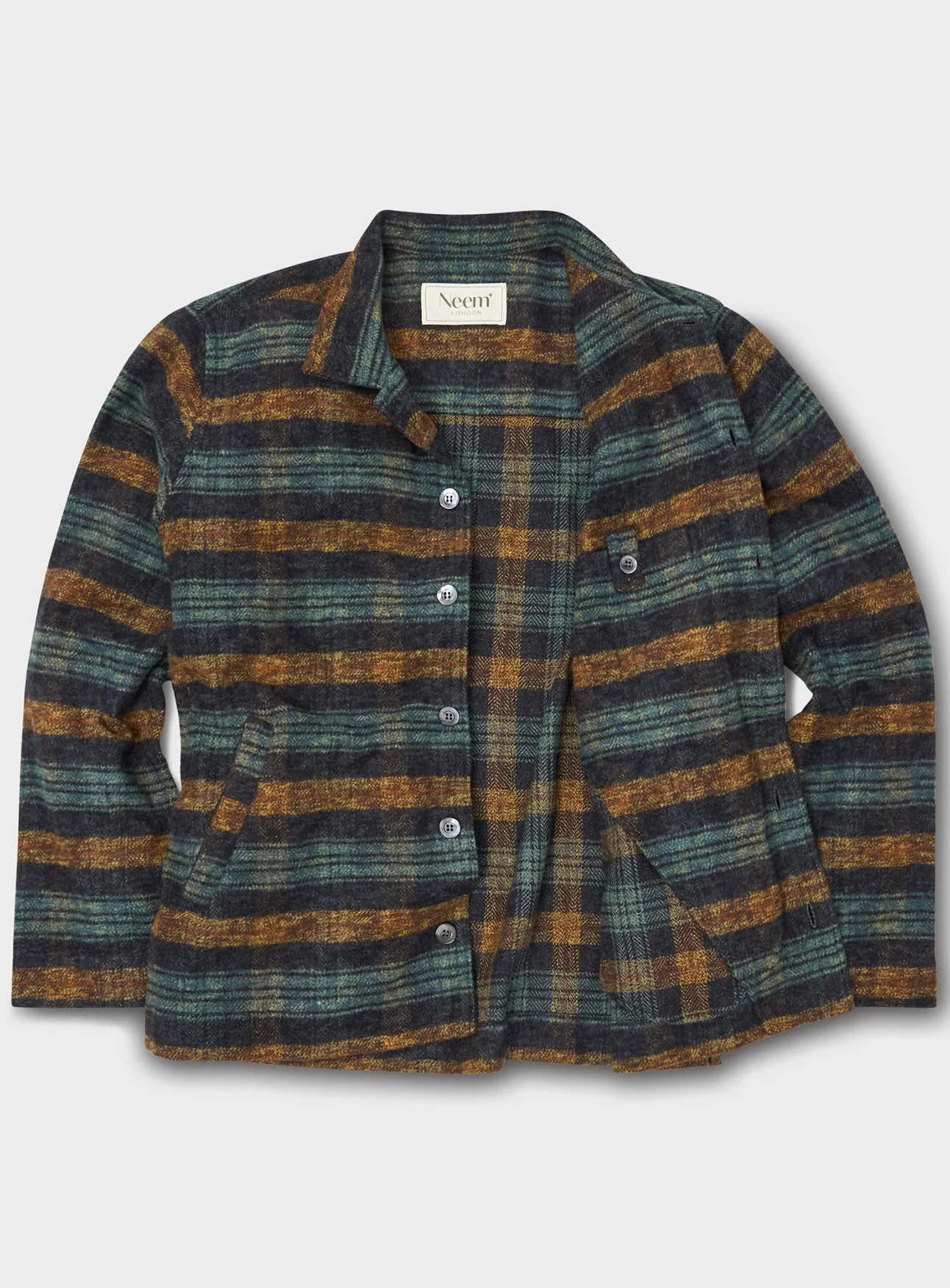Recycled Heavy Flannel Modern Country Bomber Jacket - Image 3