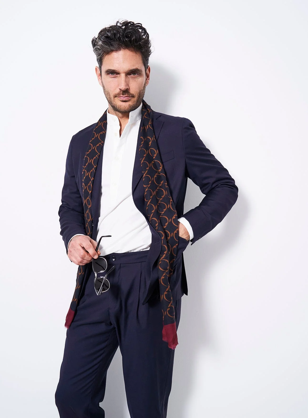 Italian Tencel Biodegradable Black Border Scarf - Image 3