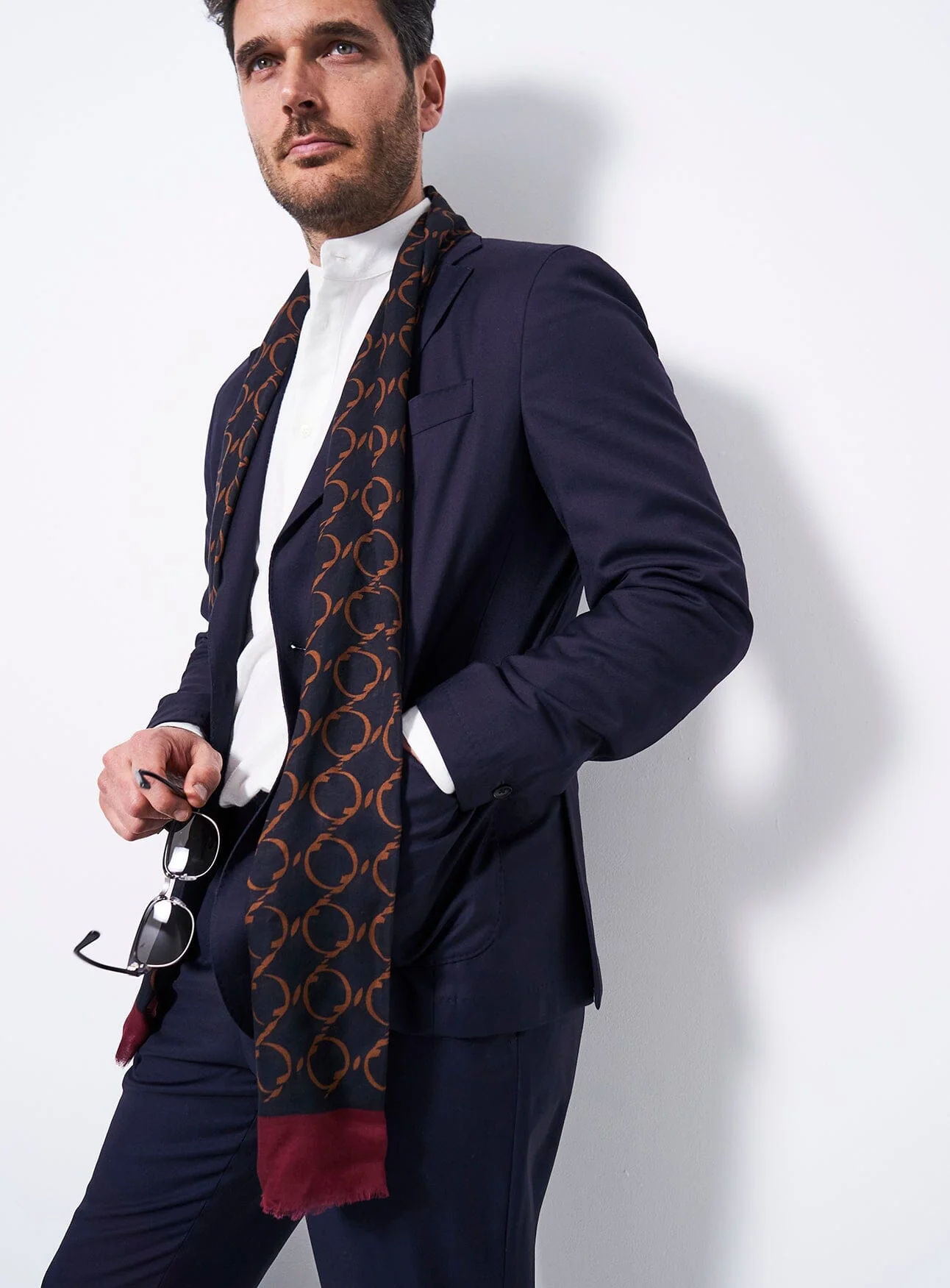 Italian Tencel Biodegradable Black Border Scarf - Image 5