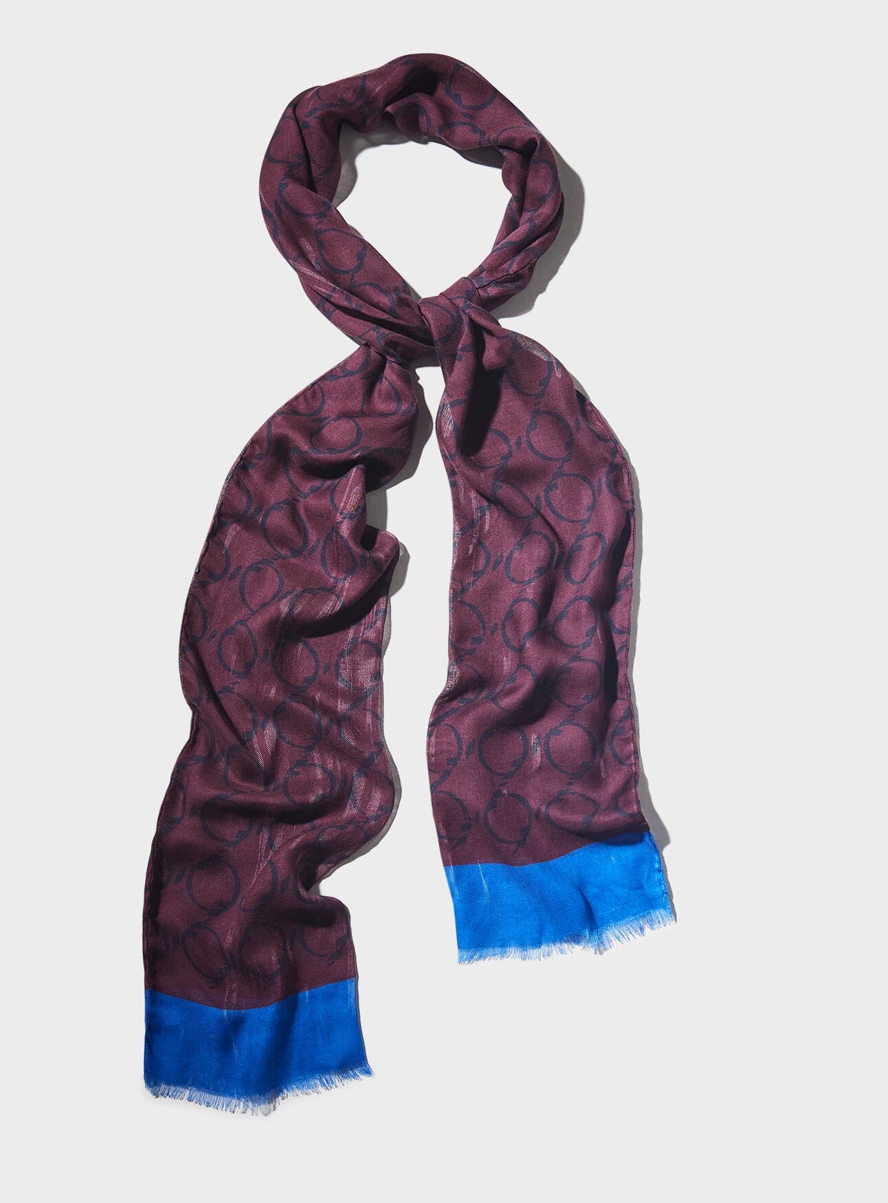 Italian Tencel Burgundy Border Scarf - Image 3