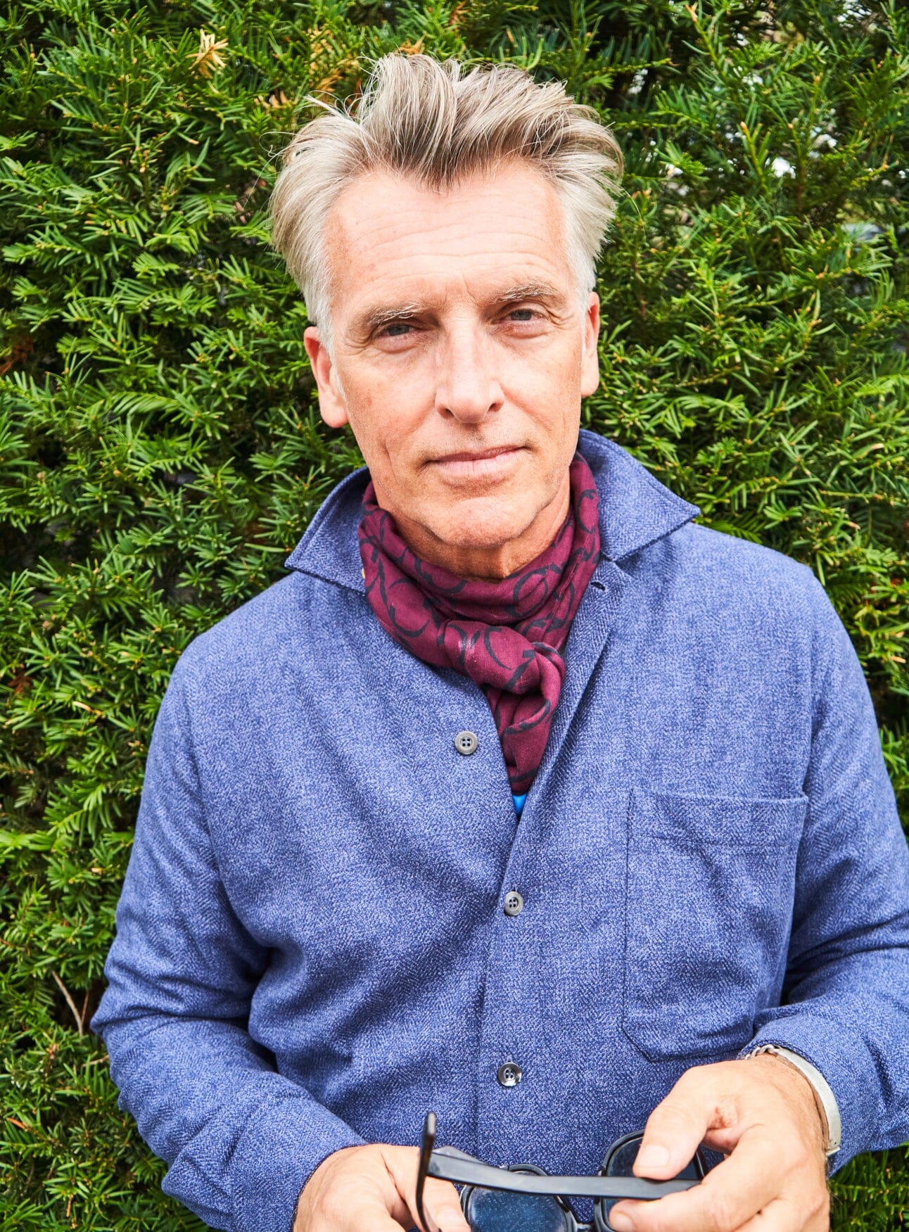 Italian Tencel Burgundy Border Scarf - Image 6