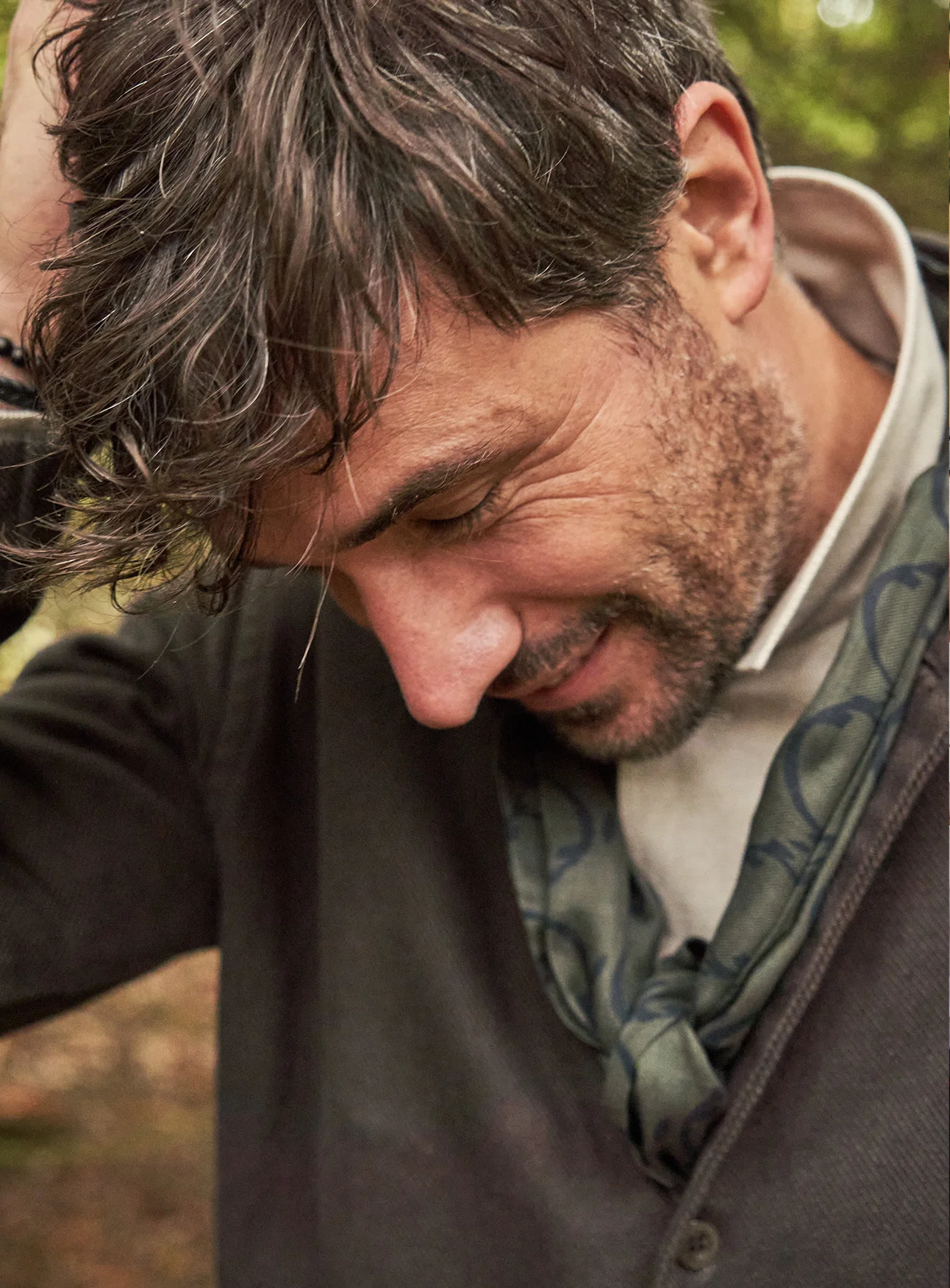 Italian Tencel Biodegradable Neem Green Border Scarf - Image 3