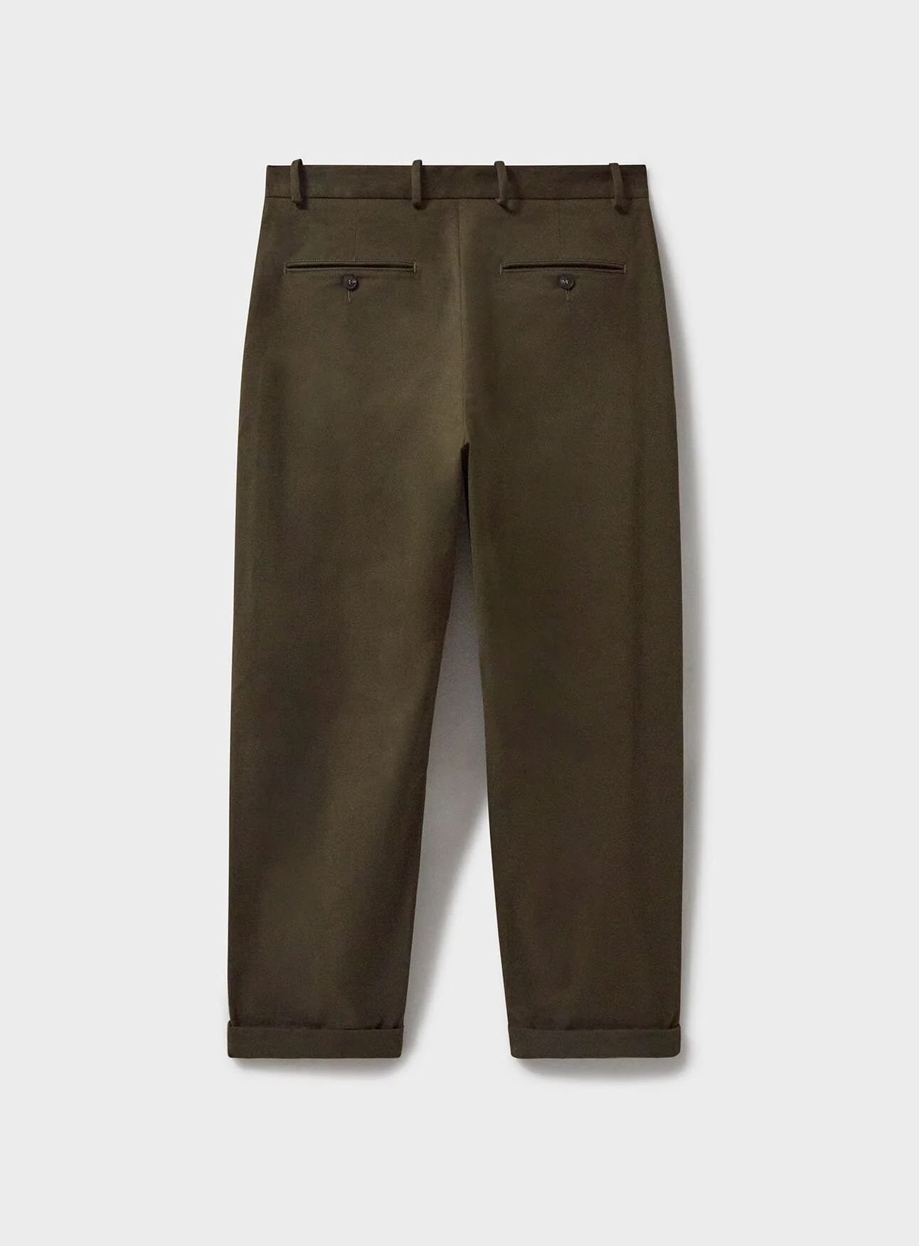 Organic Cotton Stretch Deep Neem Green Pleated Trouser - Image 5