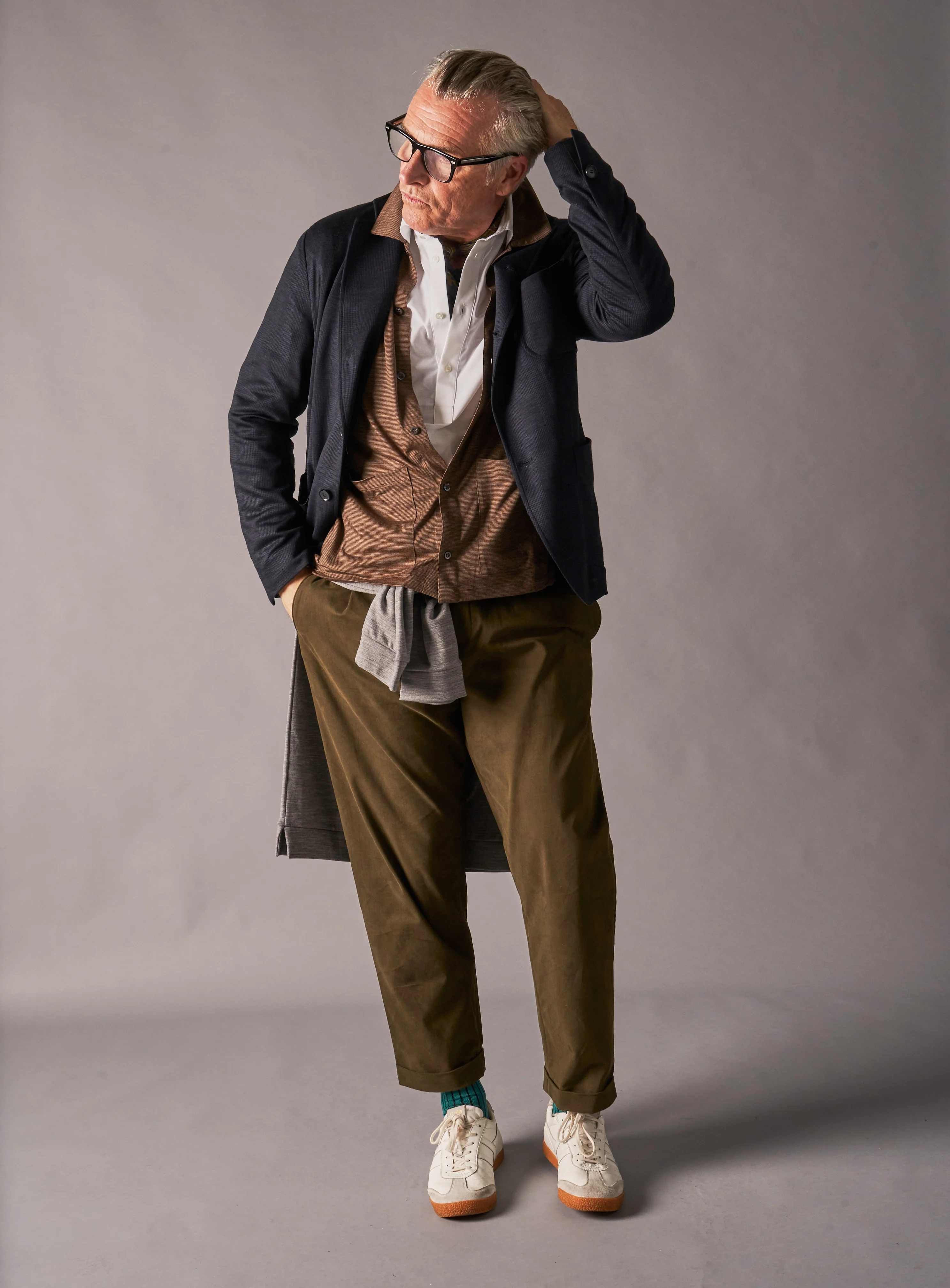 Organic Cotton Stretch Deep Neem Green Pleated Trouser - Image 6