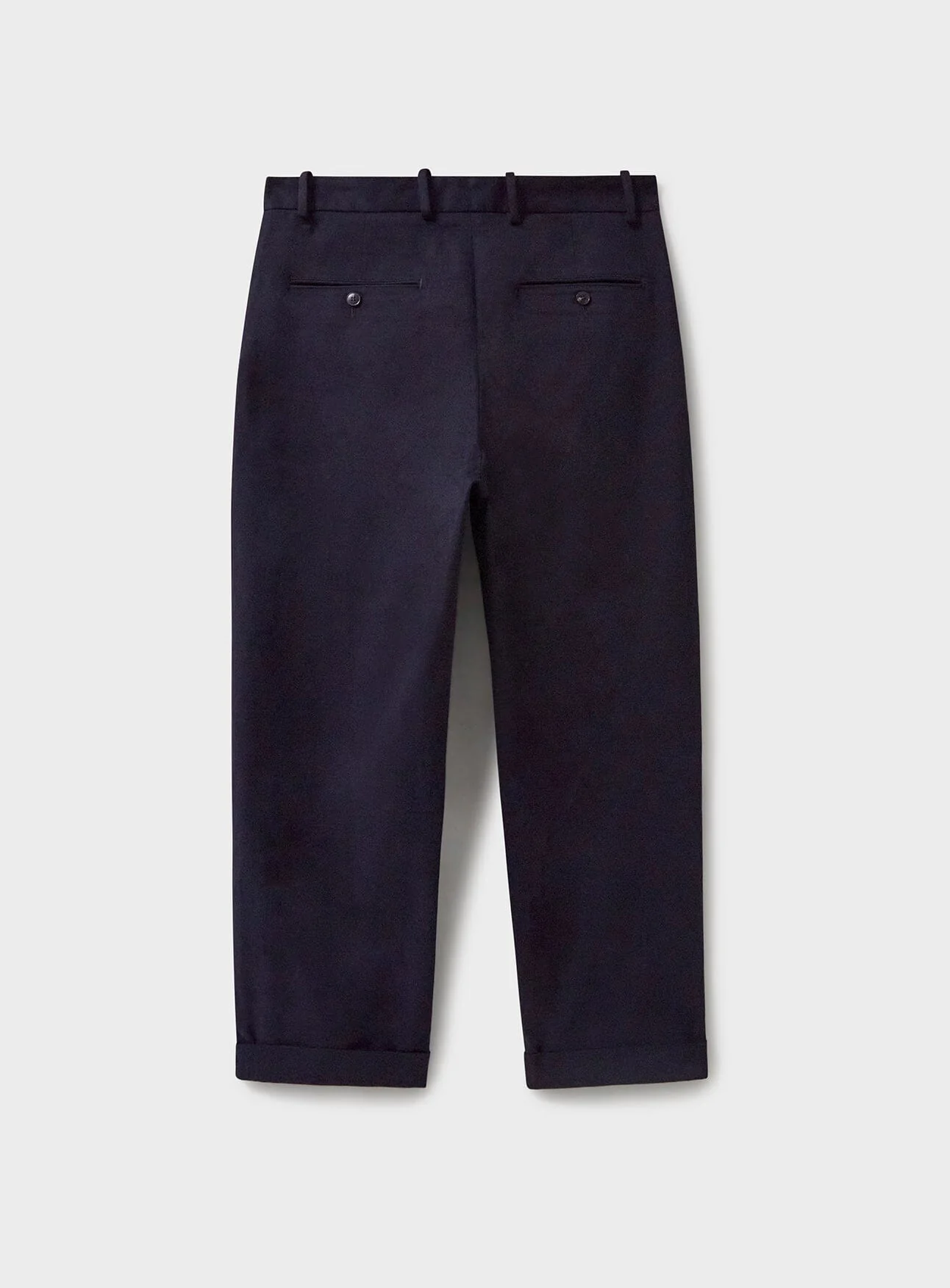 Organic Cotton stretch Navy Pleated Trouser - Image 3