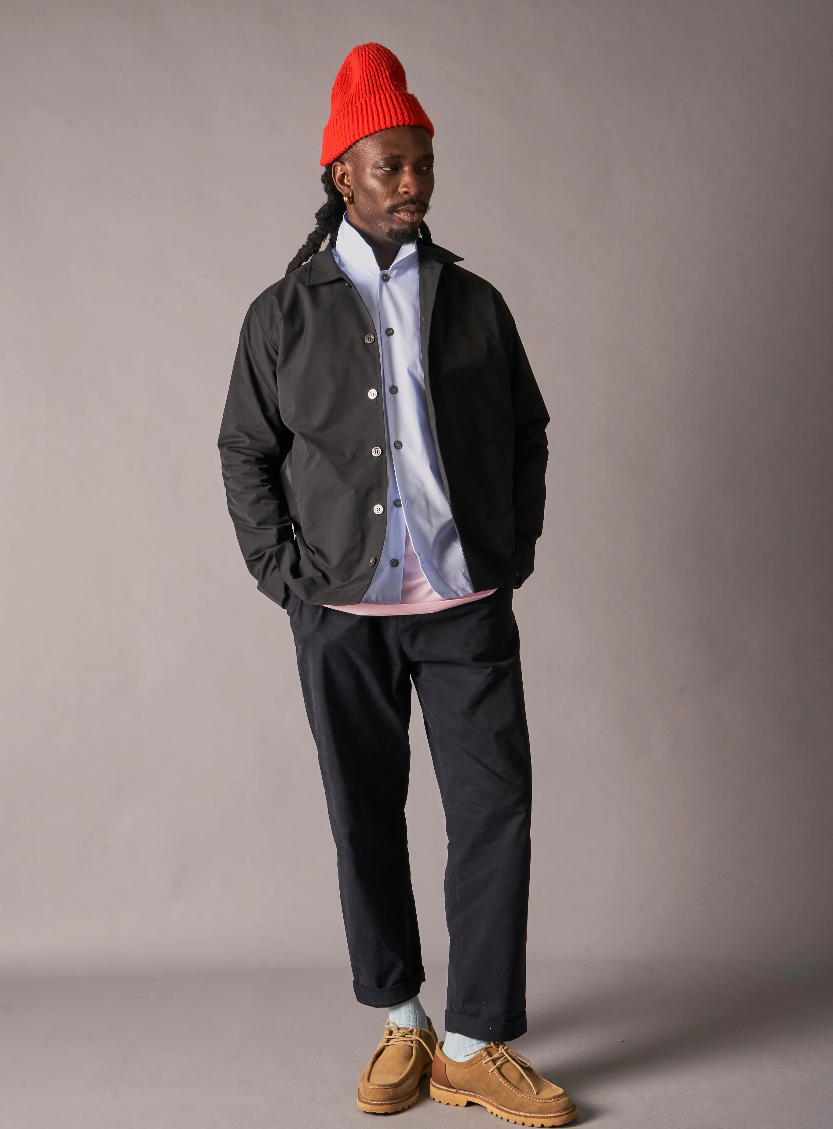 Organic Cotton stretch Navy Pleated Trouser - Image 4