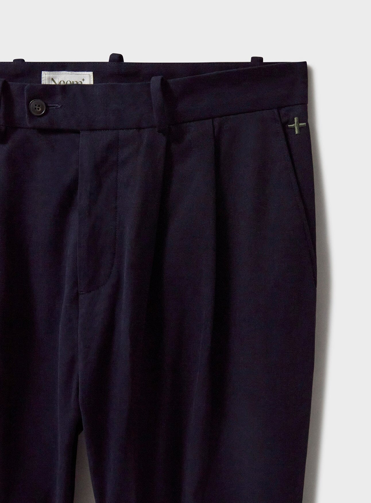 Organic Cotton stretch Navy Pleated Trouser - Image 5
