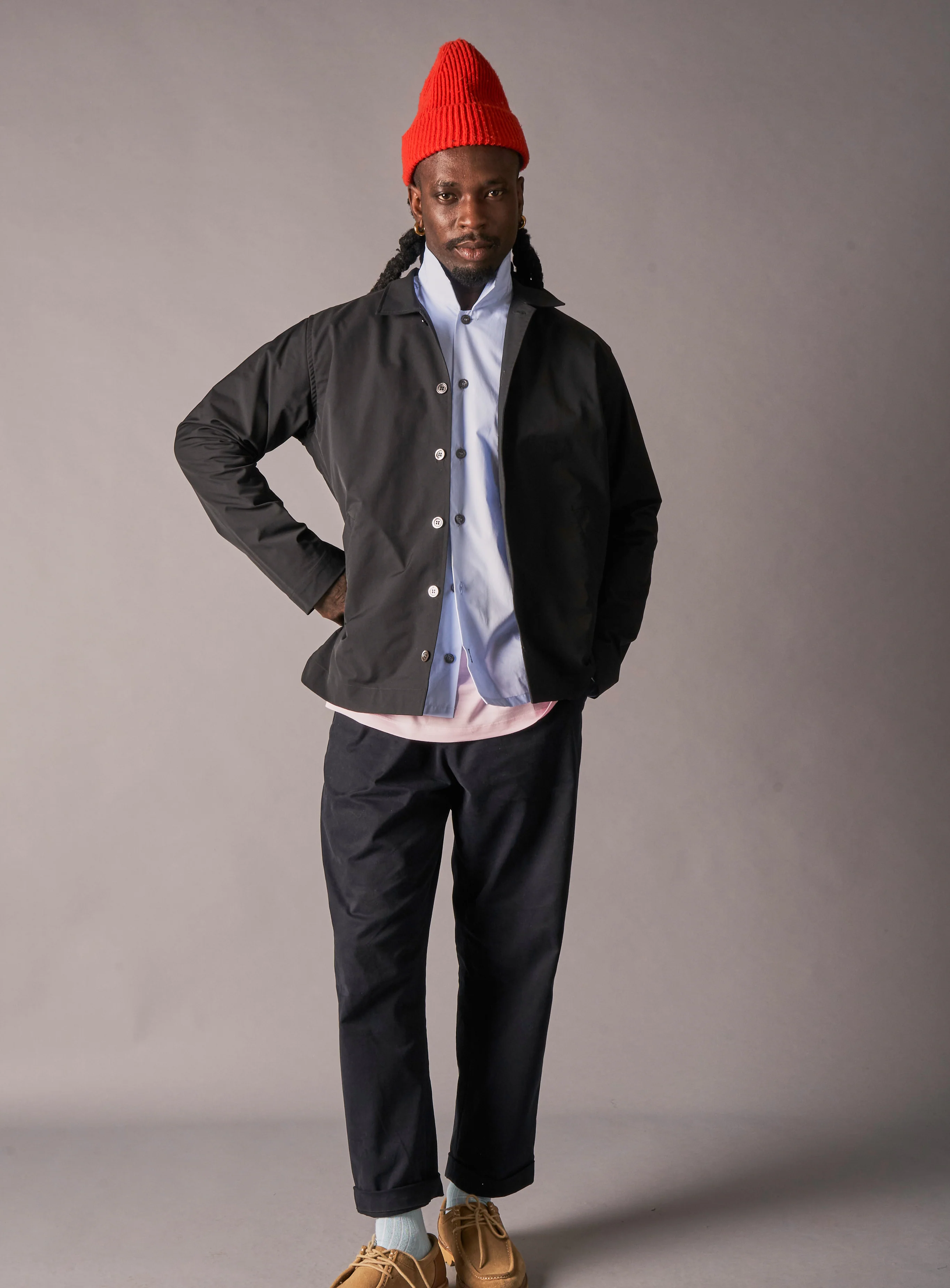 Organic Cotton stretch Navy Pleated Trouser - Image 6