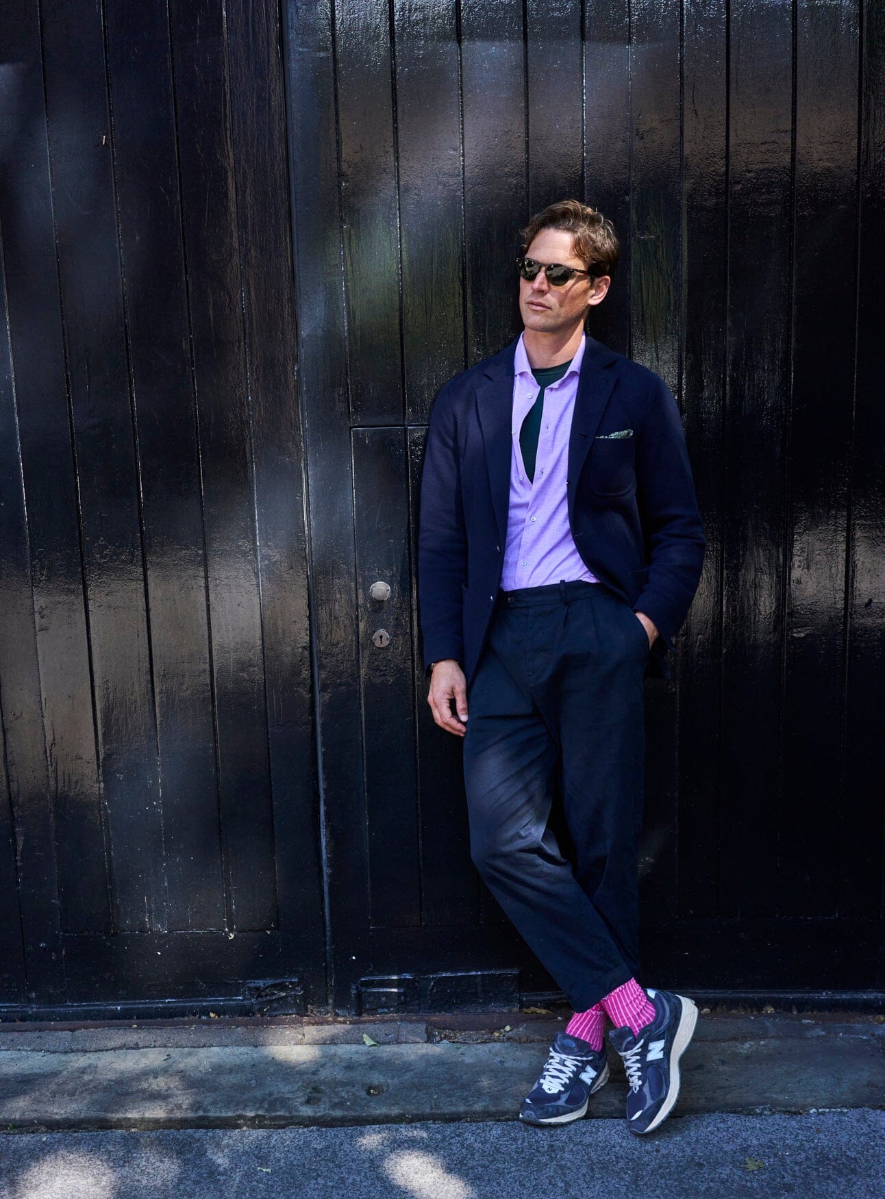 Organic Cotton stretch Navy Pleated Trouser - Image 7