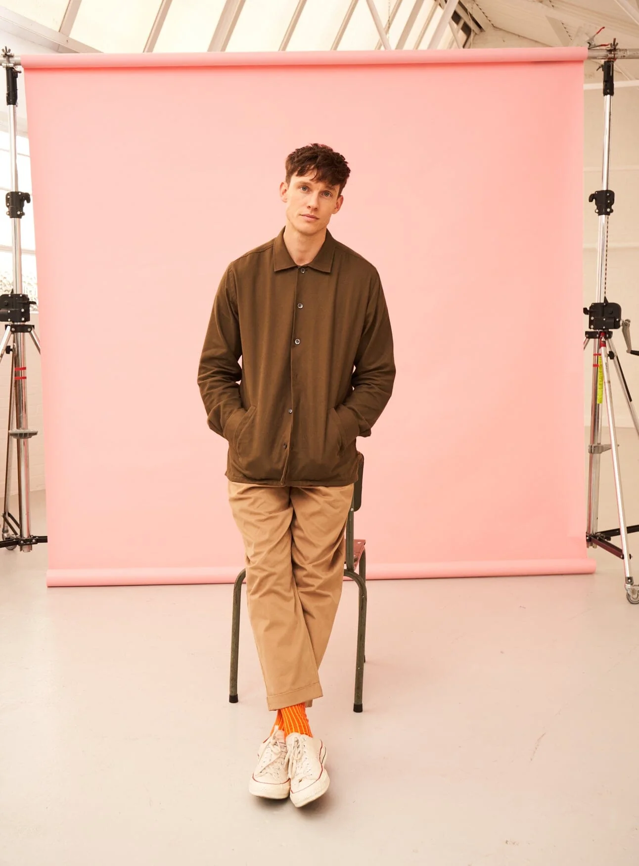 Recycled British Ribbed Cotton Orange Men's Socks - Image 6