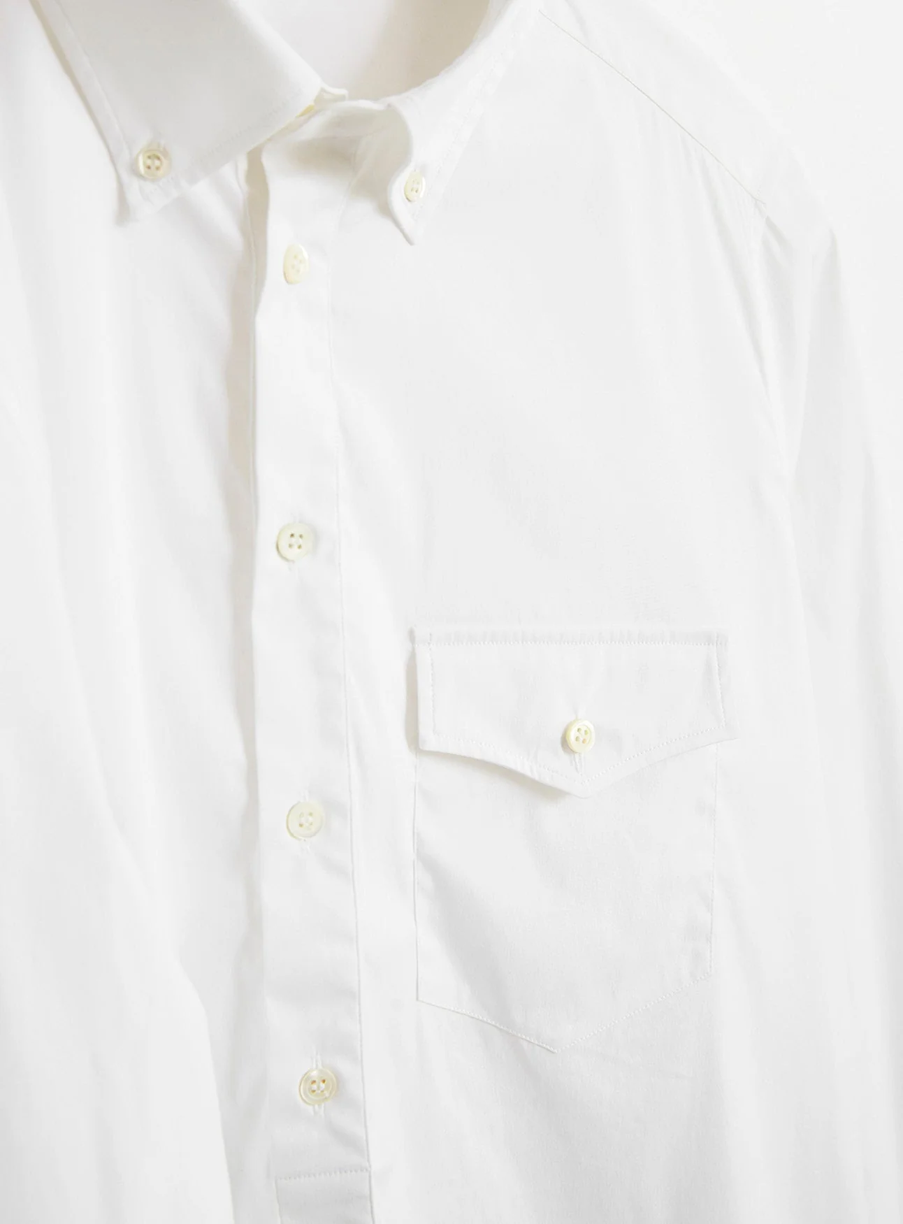 Recycled Italian White Oxford Modern Button-down Collar Popover Shirt - Image 3