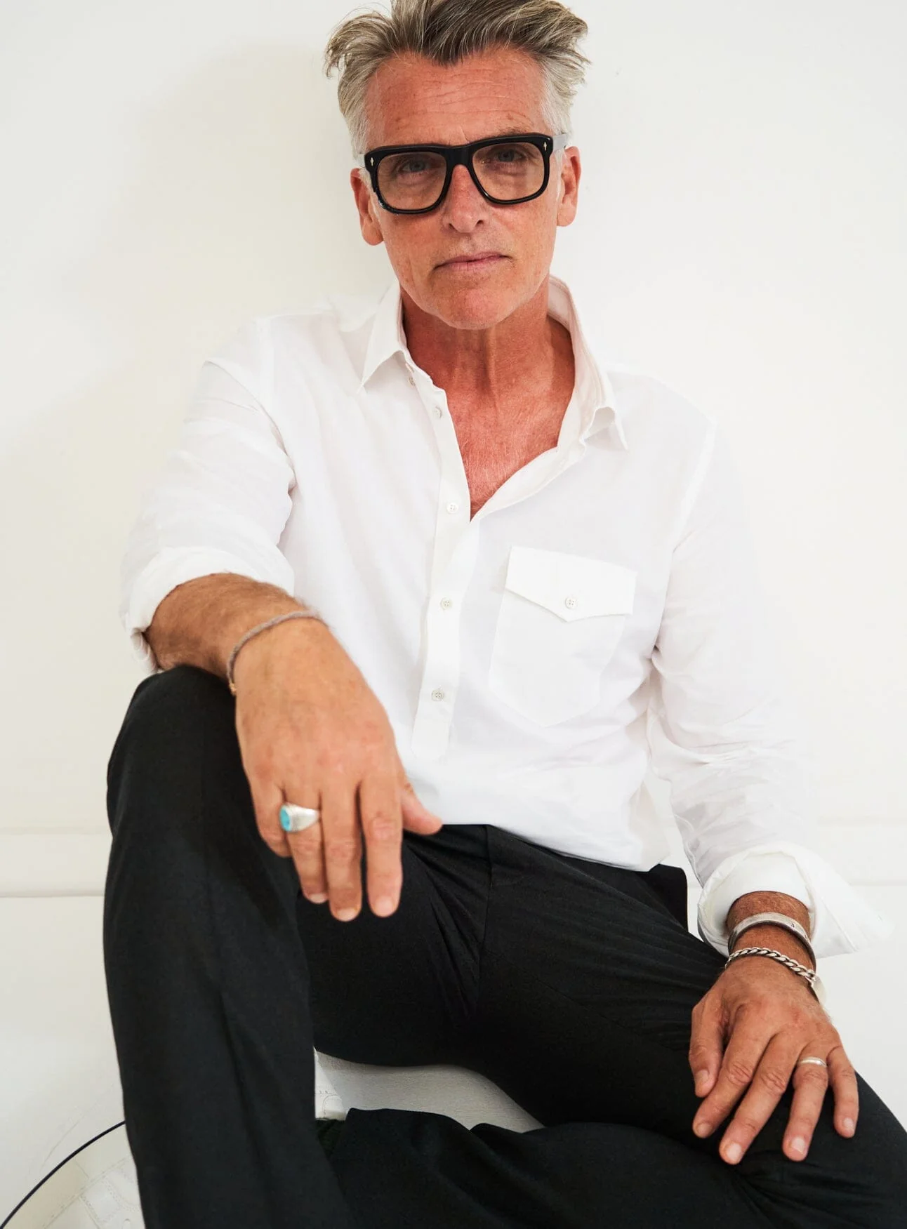 Recycled Italian White Oxford Modern Button-down Collar Popover Shirt - Image 7