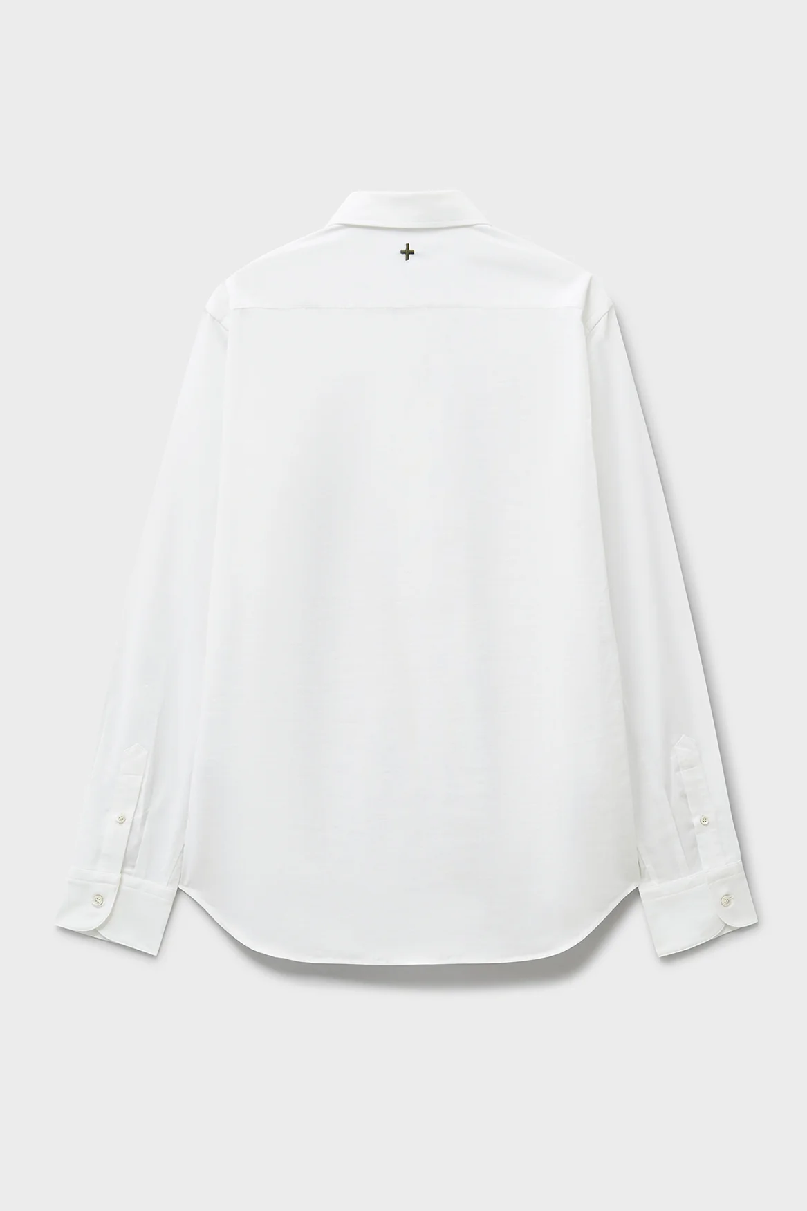 Recycled Italian White Cut Away Collar Popover Shirt - Image 7