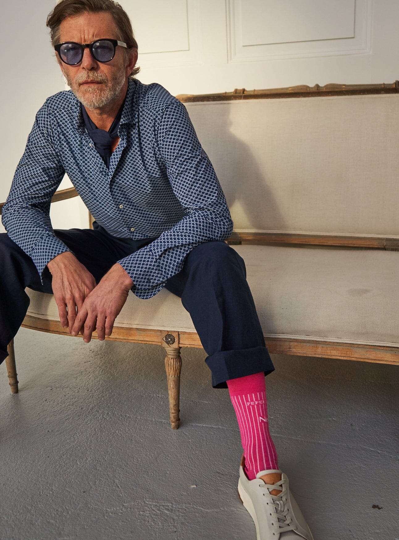 Recycled British Ribbed Cotton Bright Pink Men's Socks - Image 7