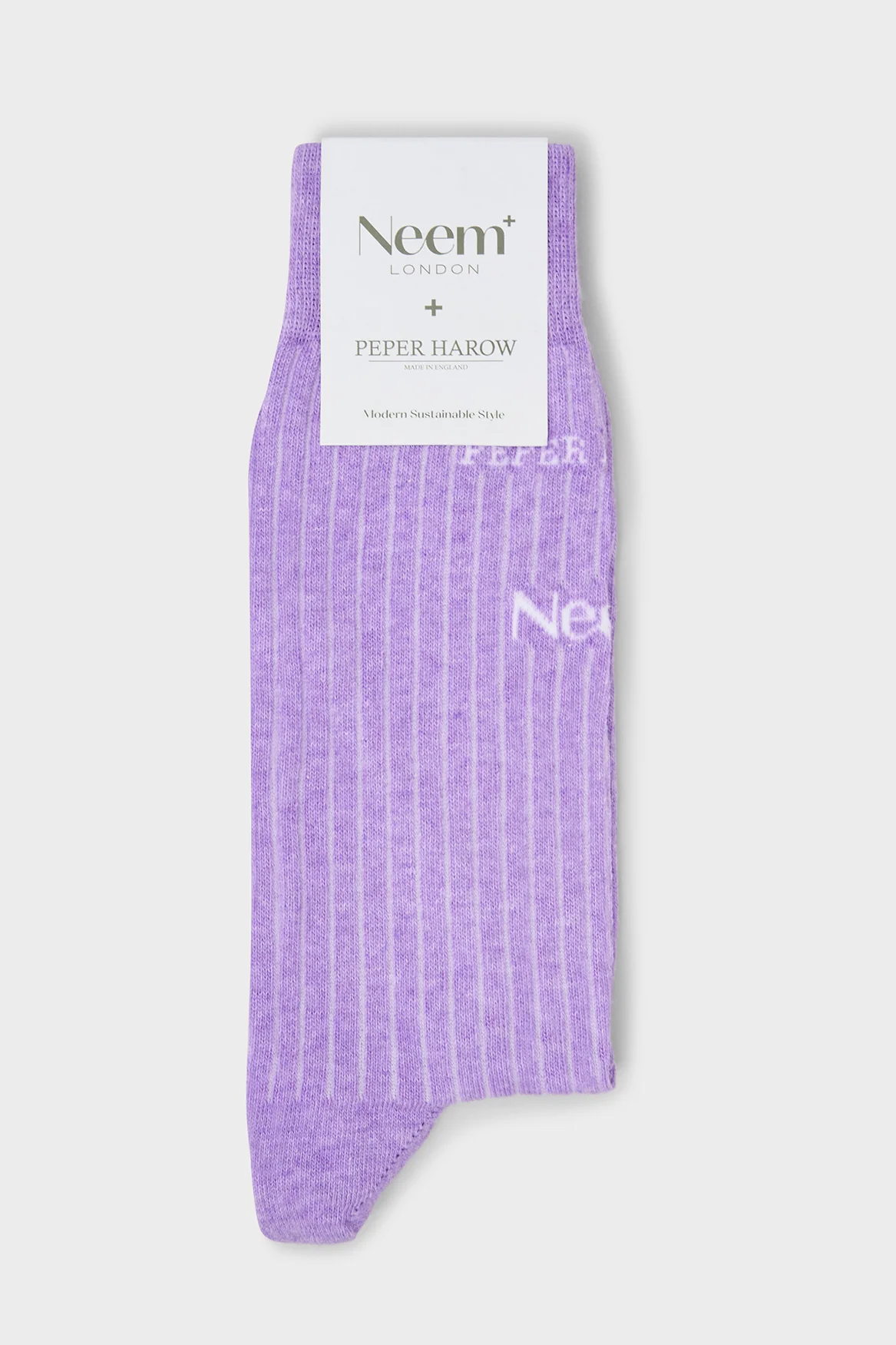 Recycled British Ribbed Cotton Lilac Men's Socks - Image 3