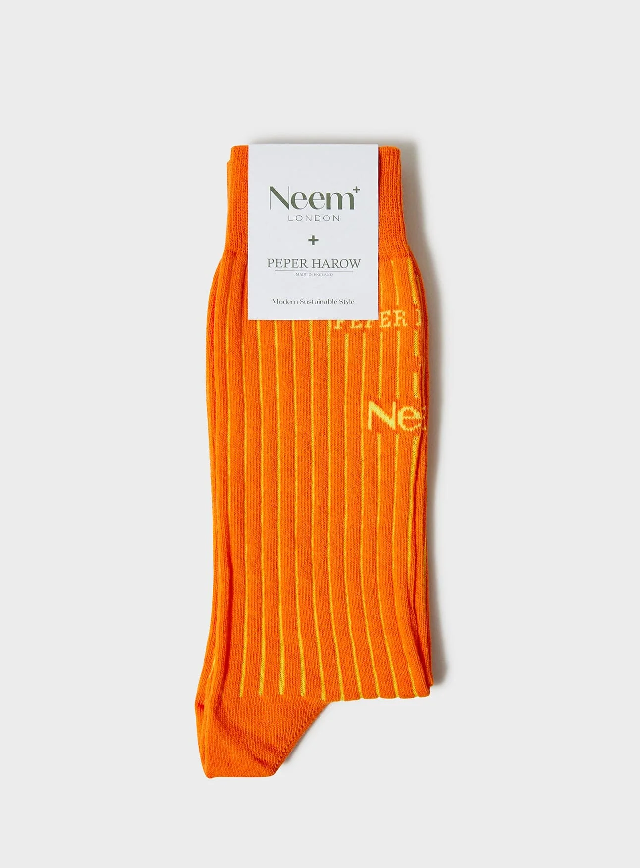 Recycled British Ribbed Cotton Orange Men's Socks - Image 3