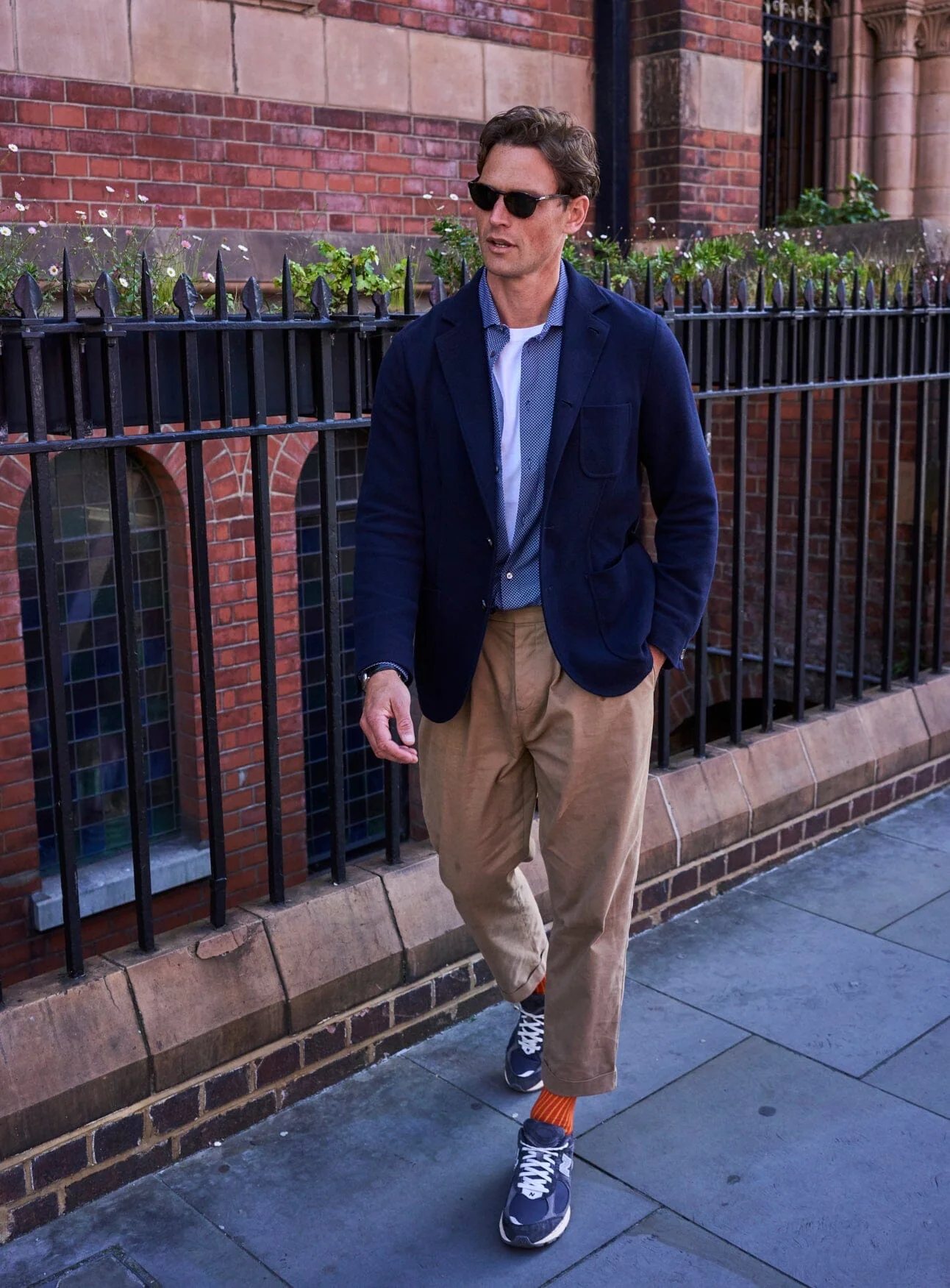 Recycled British Ribbed Cotton Orange Men's Socks - Image 4