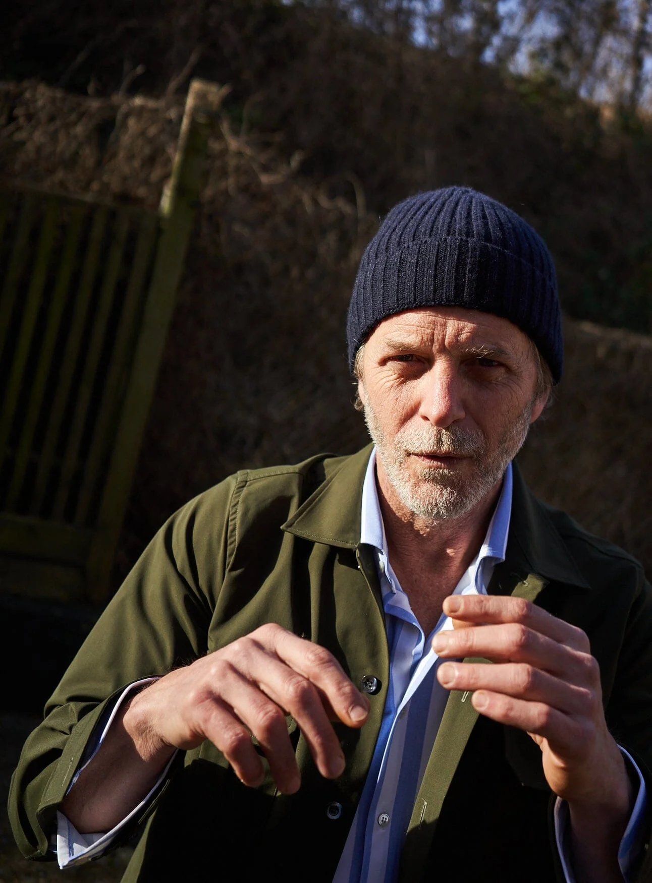 Cashmere Navy Ribbed Beanie Hat - Image 7