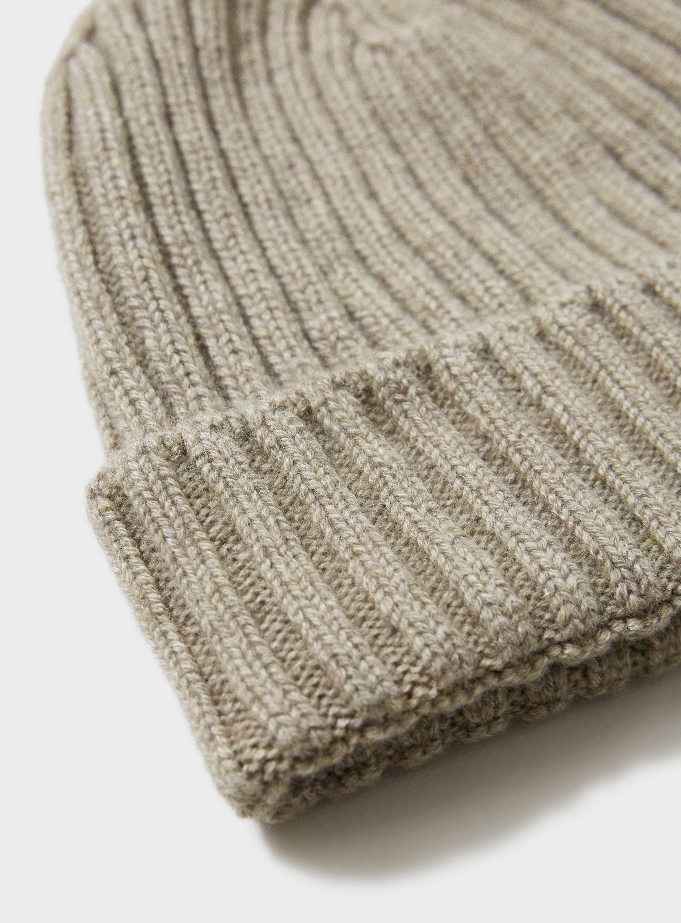 Cashmere Oatmeal Ribbed Beanie Hat - Image 3