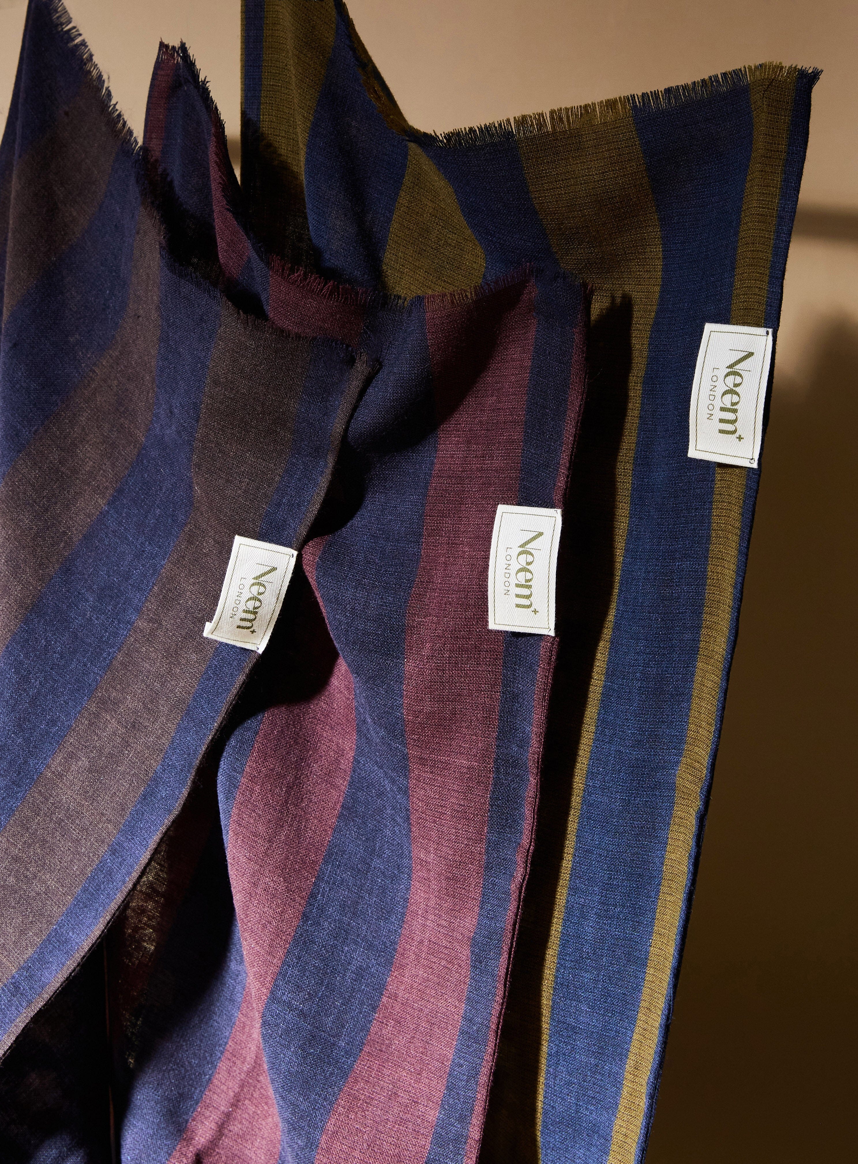 Recycled Double Faced Wool Burgundy Navy Spot Classic Scarf - Image 4