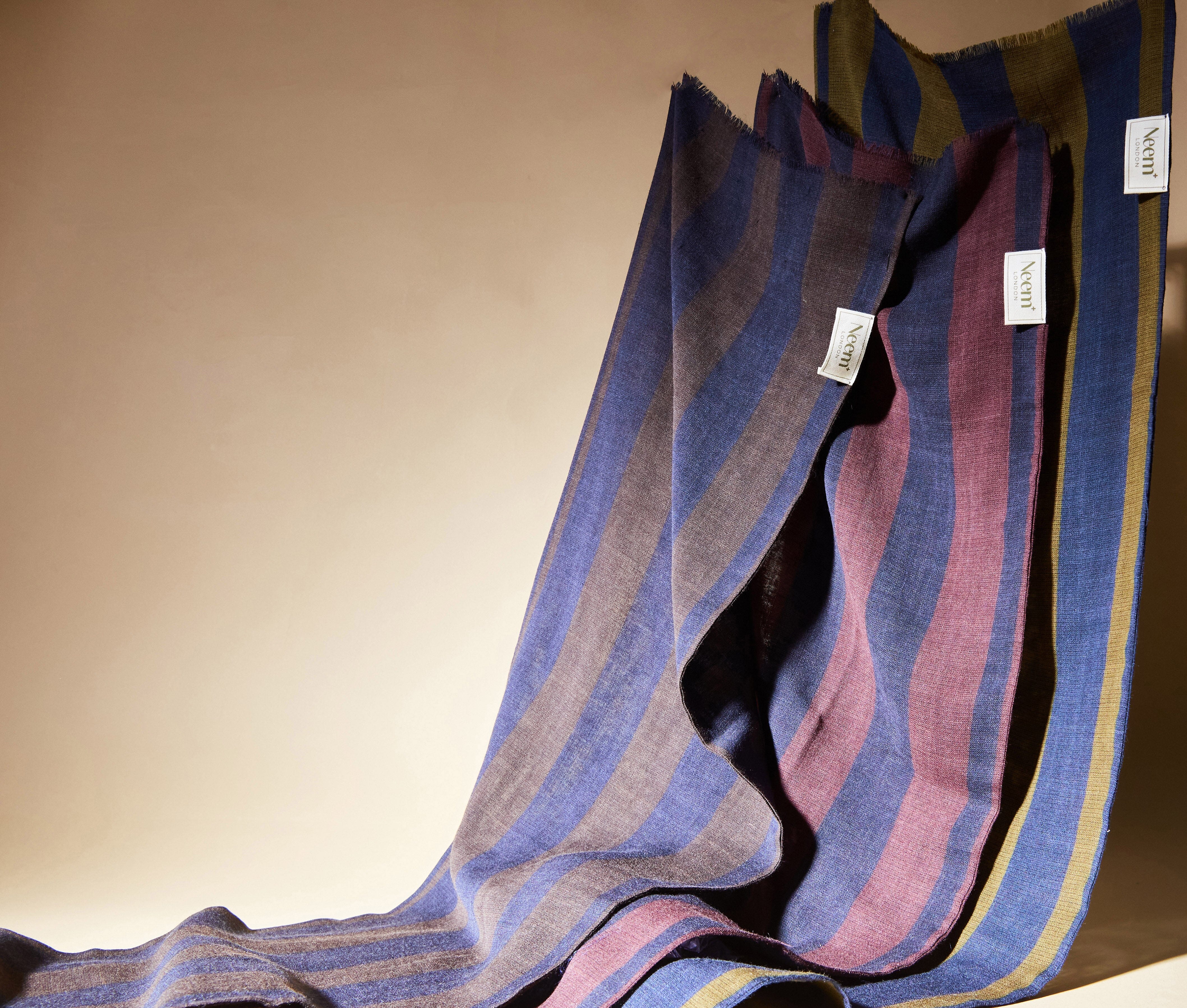 Recycled Double Faced Wool Burgundy Navy Spot Classic Scarf - Image 6