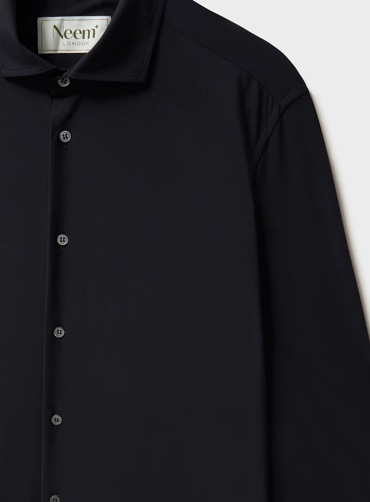 Recycled Italian Black Cut Away Comfort Shirt - Image 3