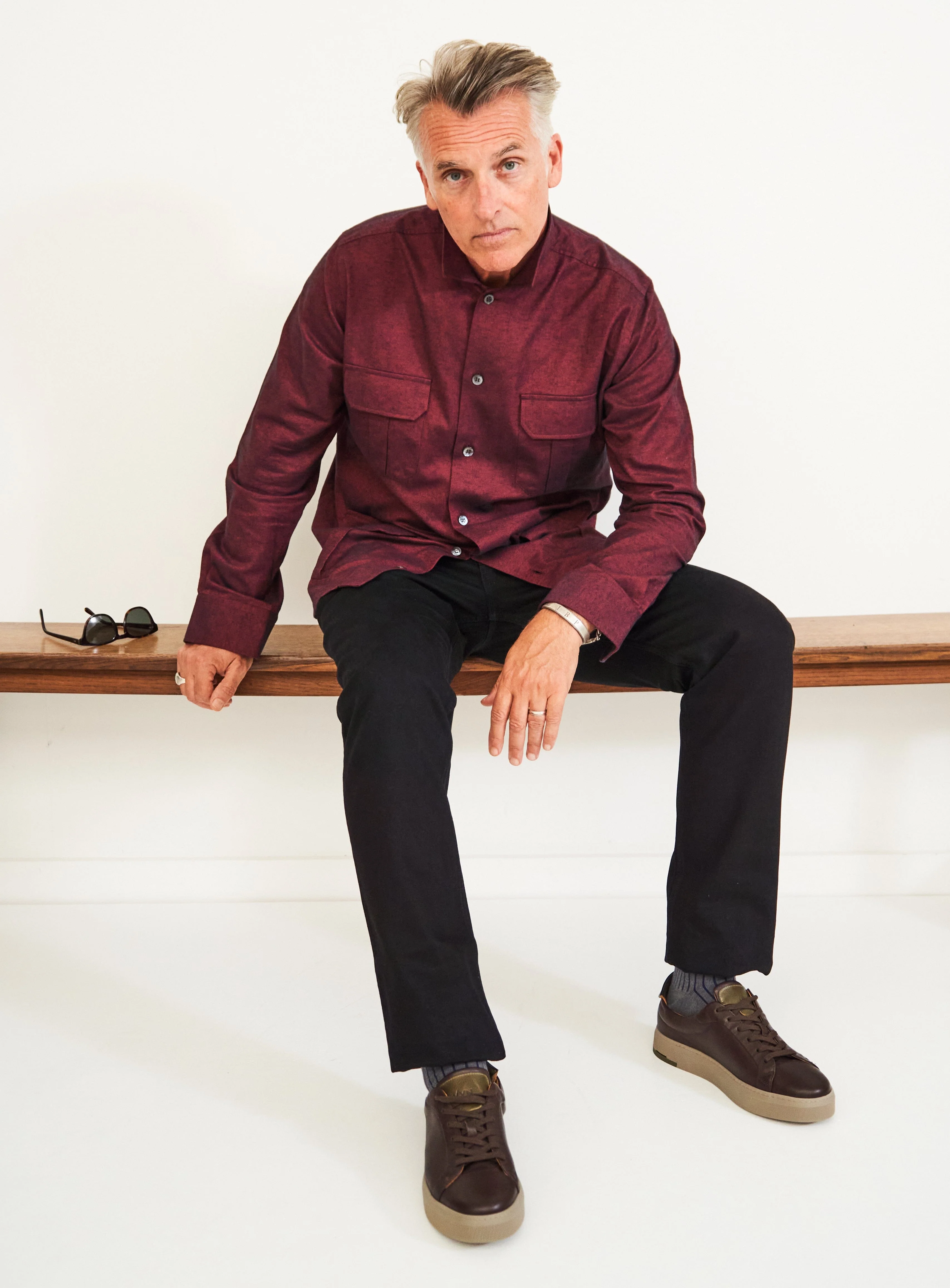 Recycled Italian Flannel Deep Red Overshirt - Image 5