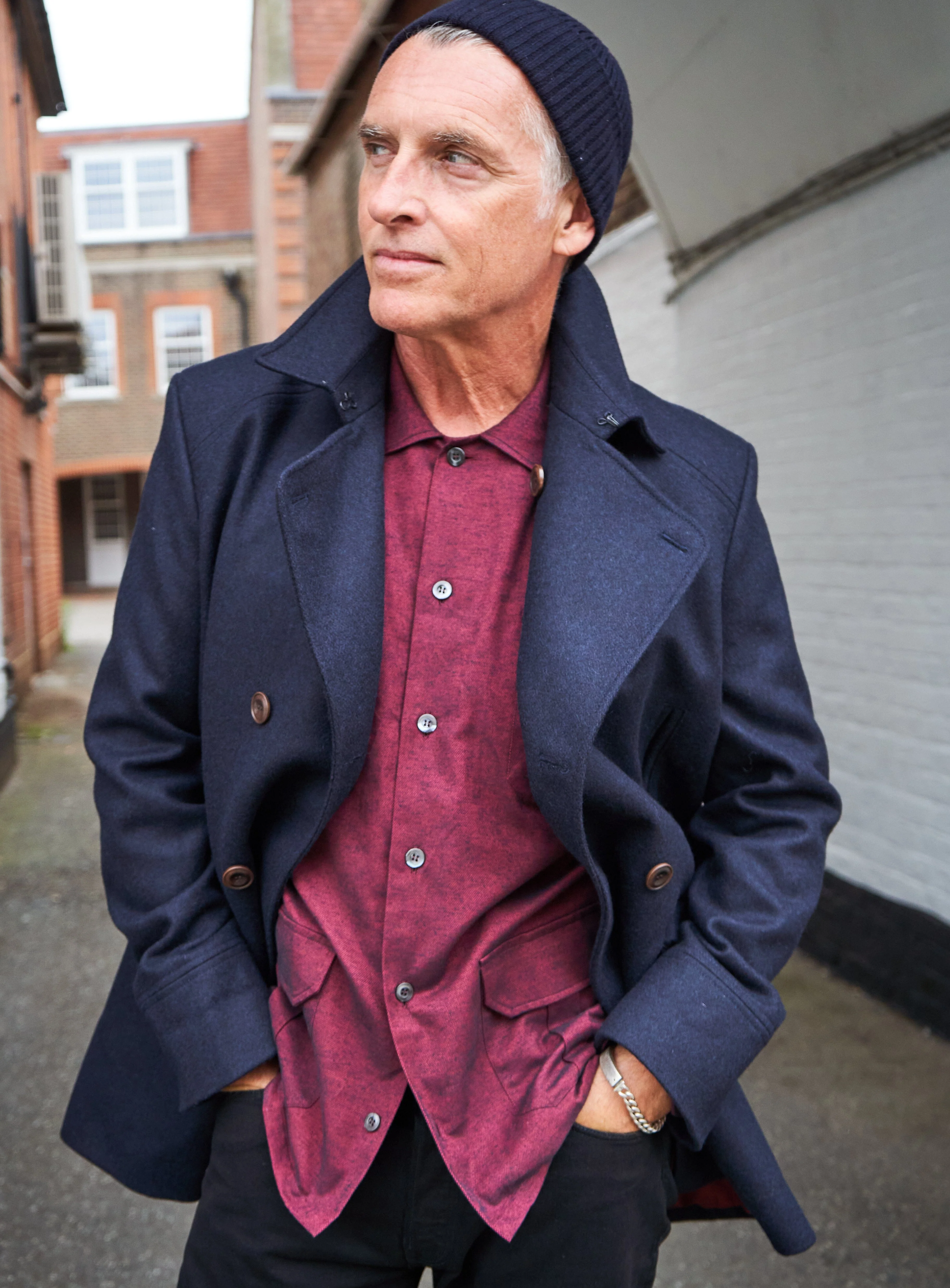 Recycled Italian Flannel Deep Red Overshirt - Image 7