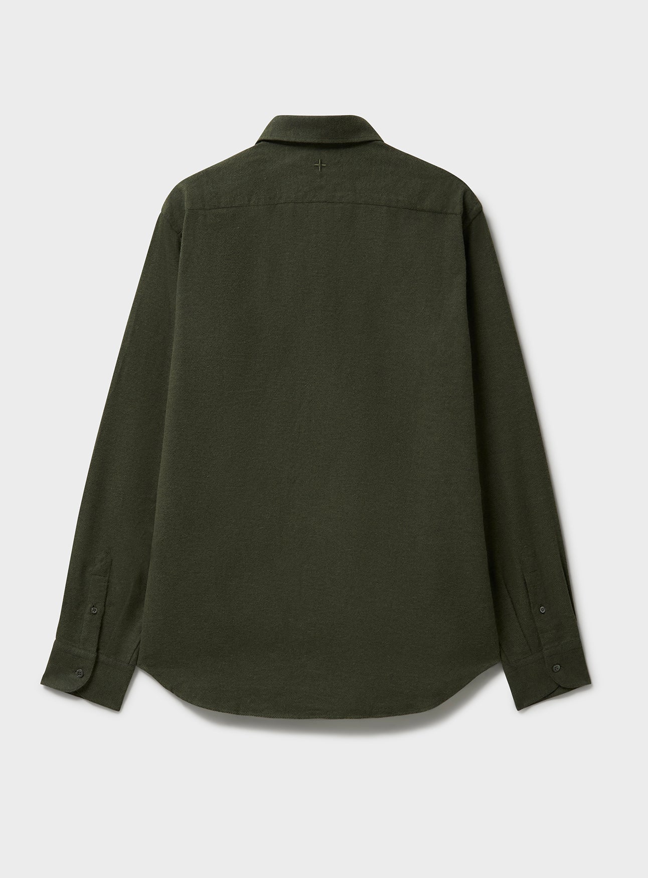 Recycled Italian Flannel Green Cut Away Collar Shirt - Image 5