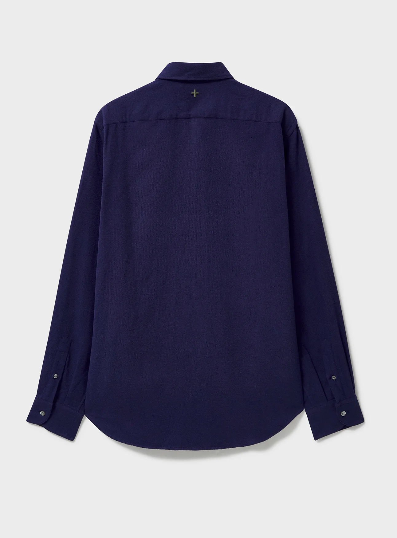 Recycled Italian Flannel Navy Cut Away Collar Shirt - Image 5