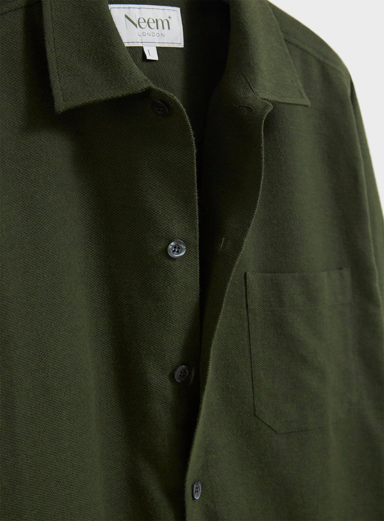 Recycled Italian Green Flannel Shirt Jacket - Image 3