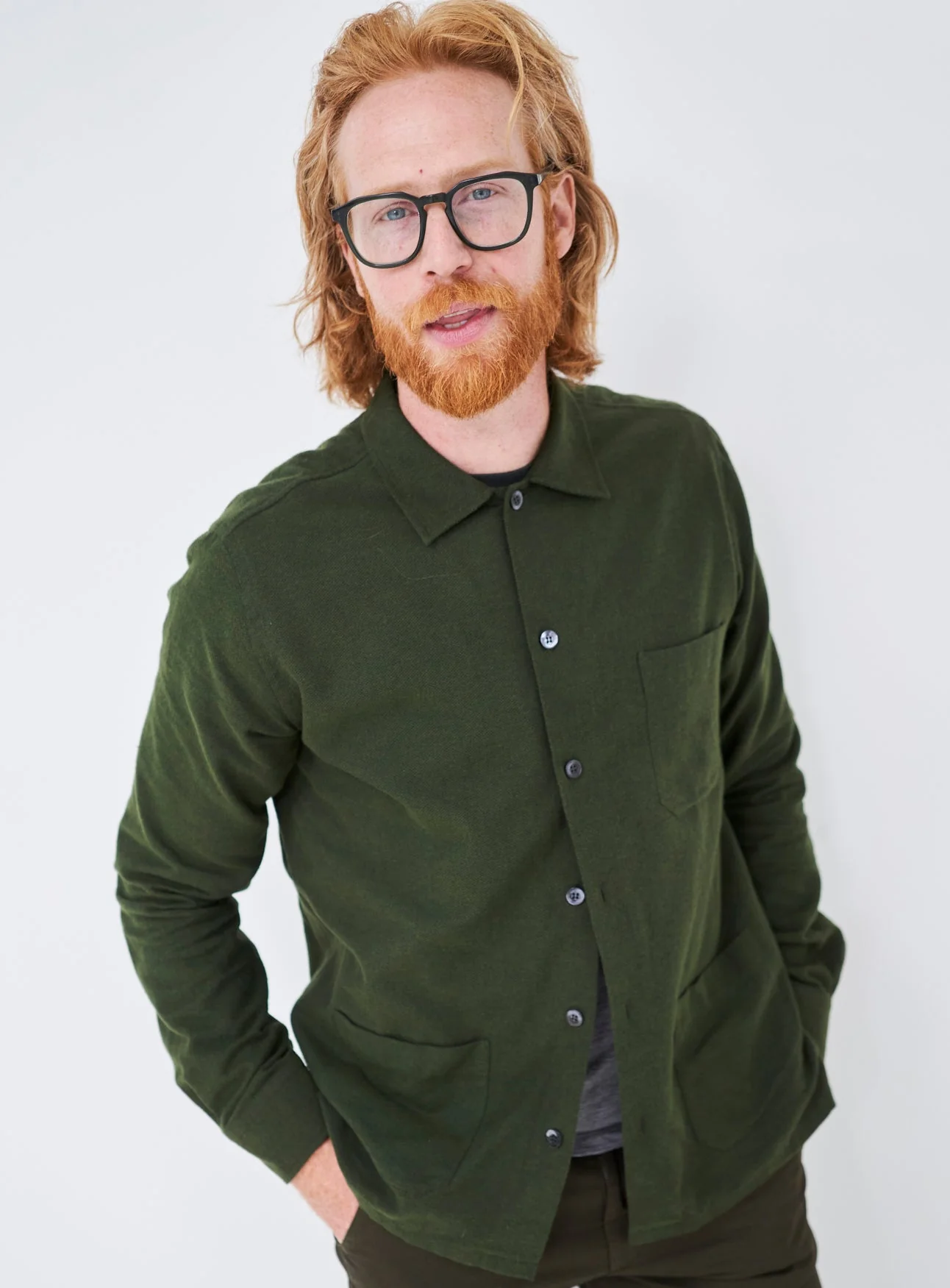 Recycled Italian Green Flannel Shirt Jacket - Image 5