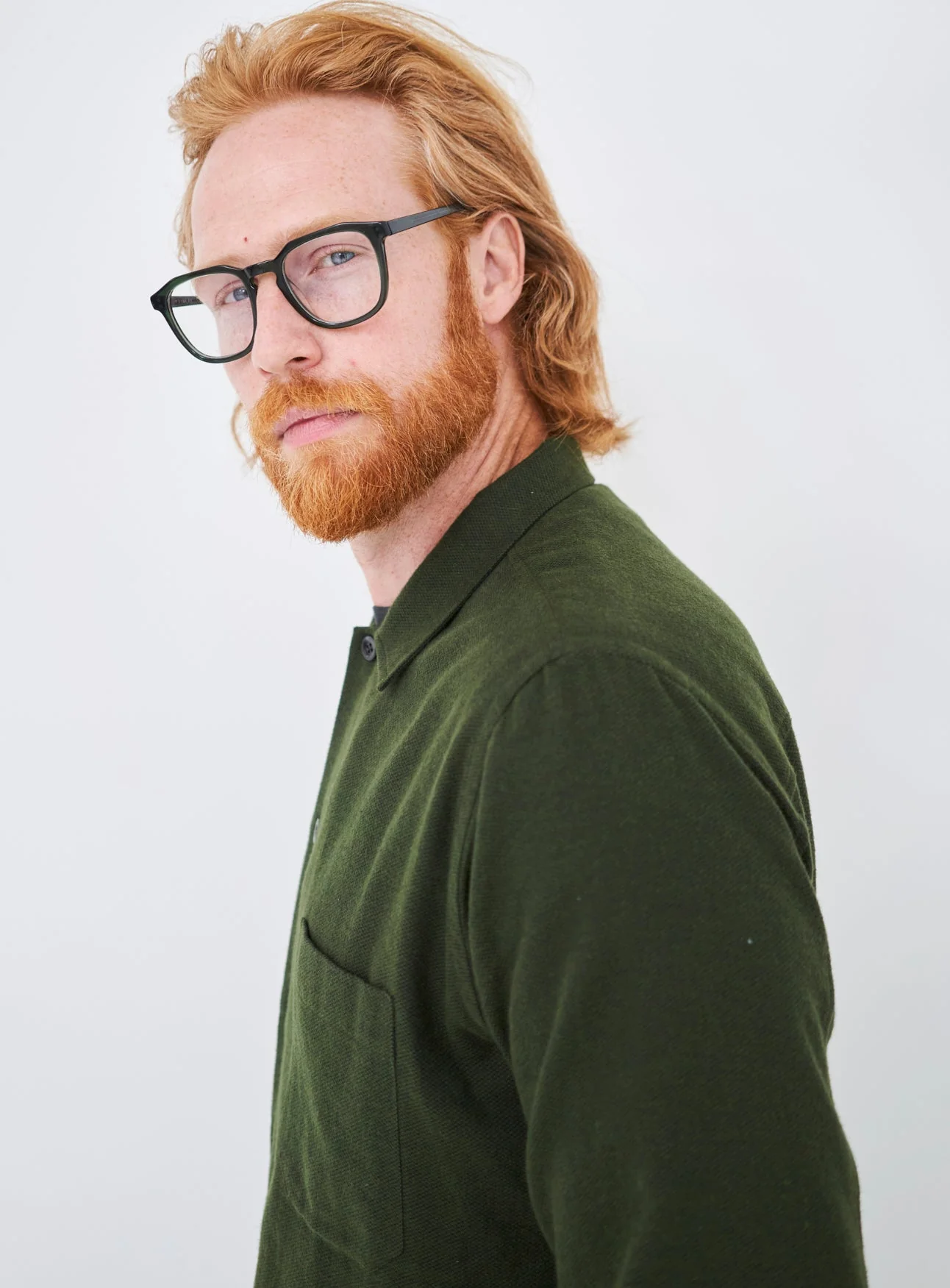 Recycled Italian Green Flannel Shirt Jacket - Image 9