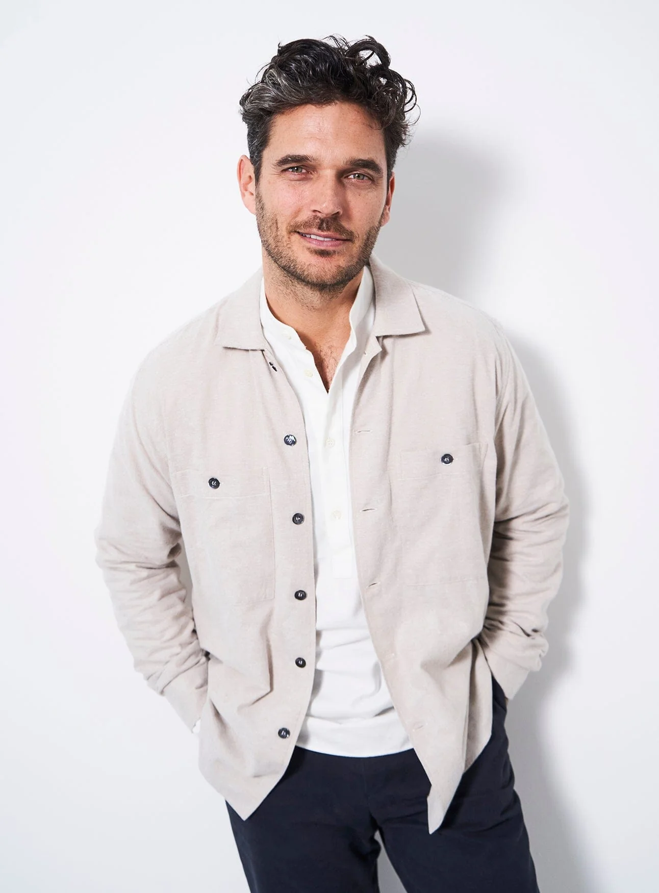 Recycled Italian Flannel Oatmeal Double Pocket Shirt - Image 6