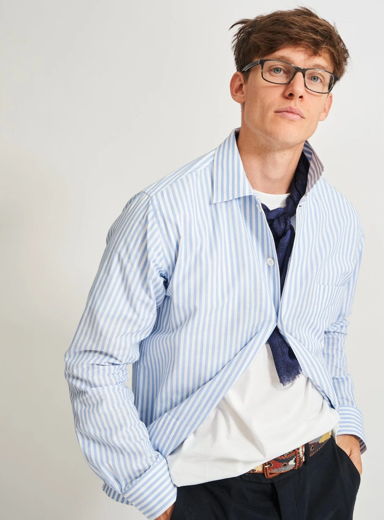 Recycled Italian Sky Bengal Shirt Jacket - Image 6