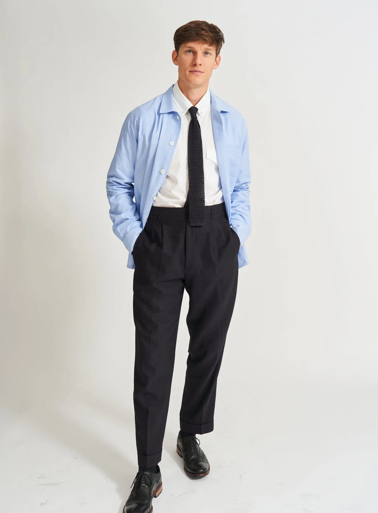 Recycled Italian Sky Slub Shirt Jacket - Image 11