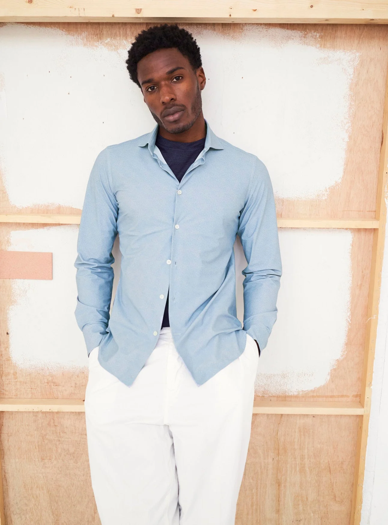 Recycled Italian Sky Twill Print Comfort Shirt - Image 5