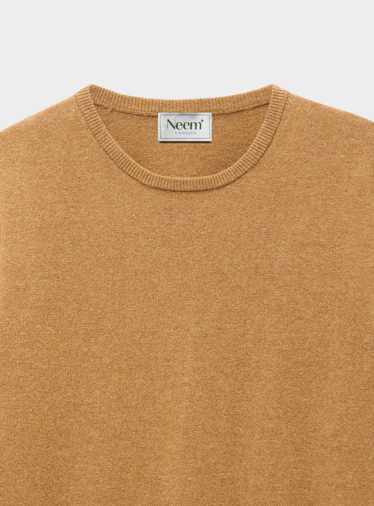 Recycled Italian Wool Tan Knitted Crew Neck - Image 3